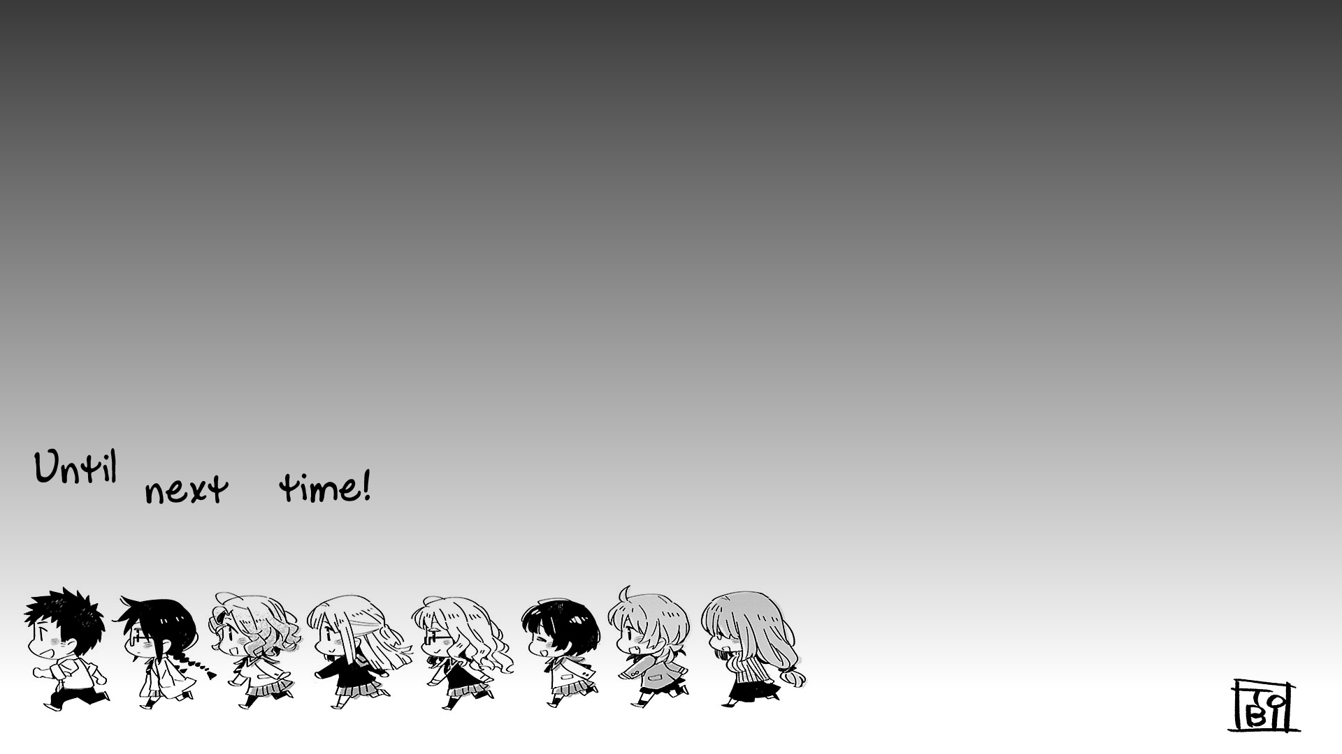 Omaera Zenin Mendokusai! Chibi Characters Walking HD Wallpaper