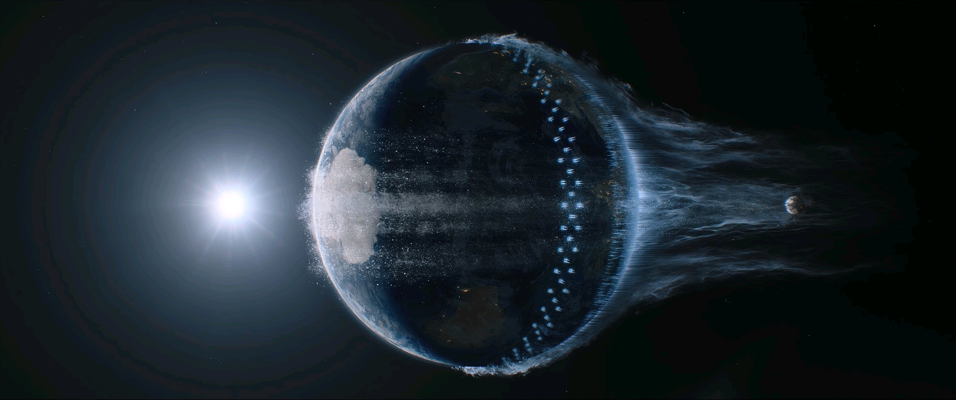 The Wandering Earth: Earth in space with a solar flare HD Wallpaper