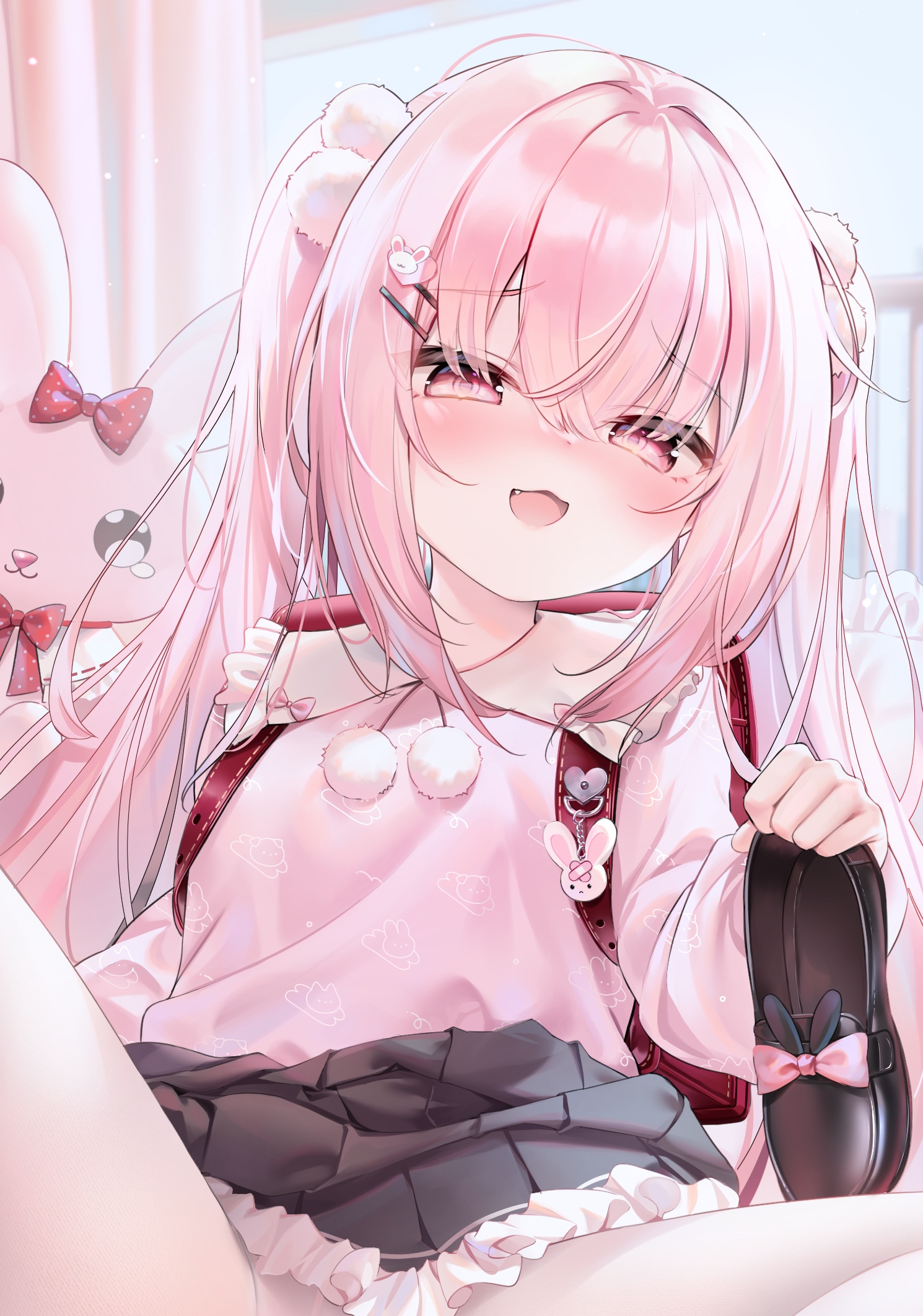 Anime girl with pink twintails and pink eyes HD Phone Wallpaper