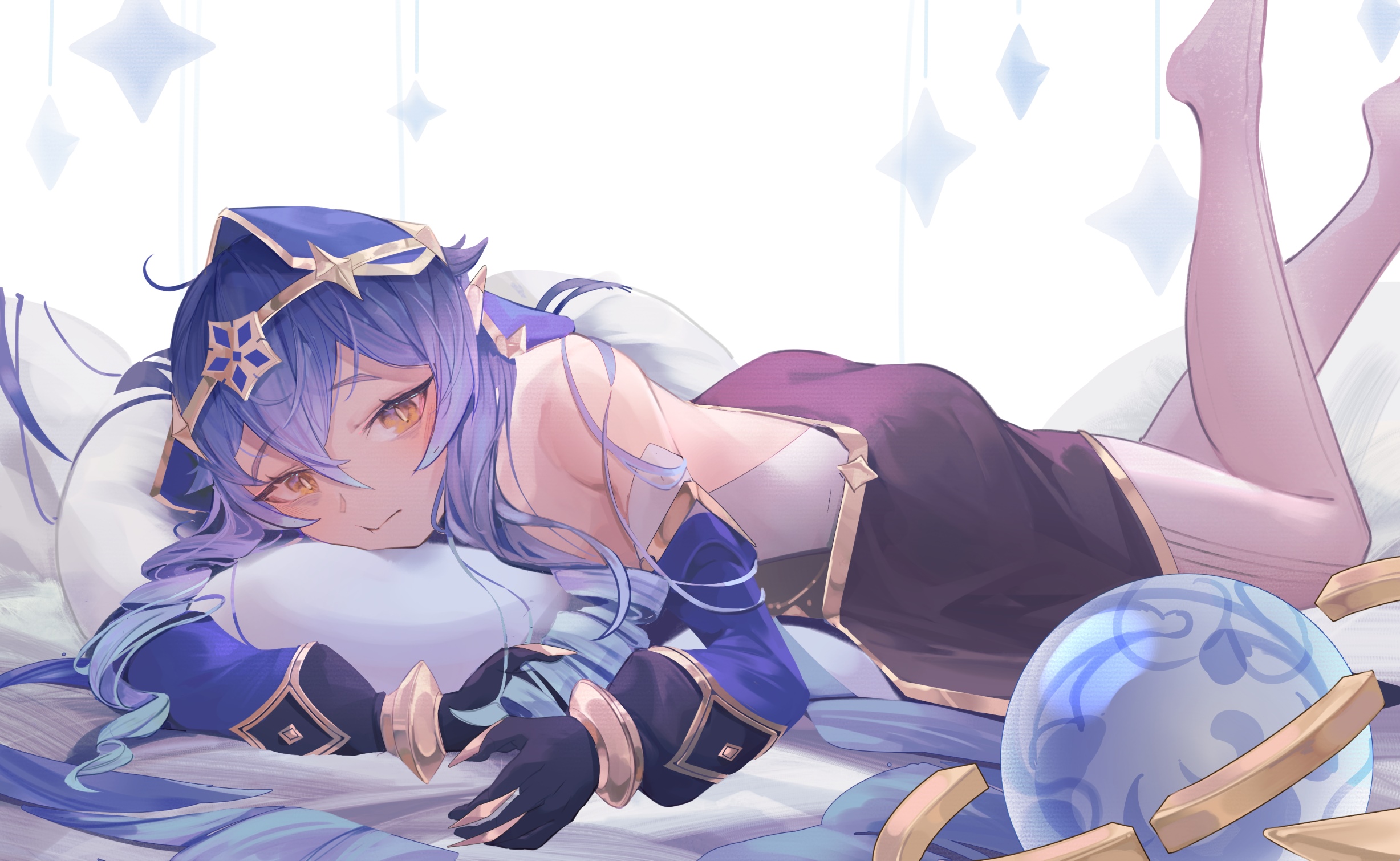 Layla from Genshin Impact lying on a pillow HD Wallpaper