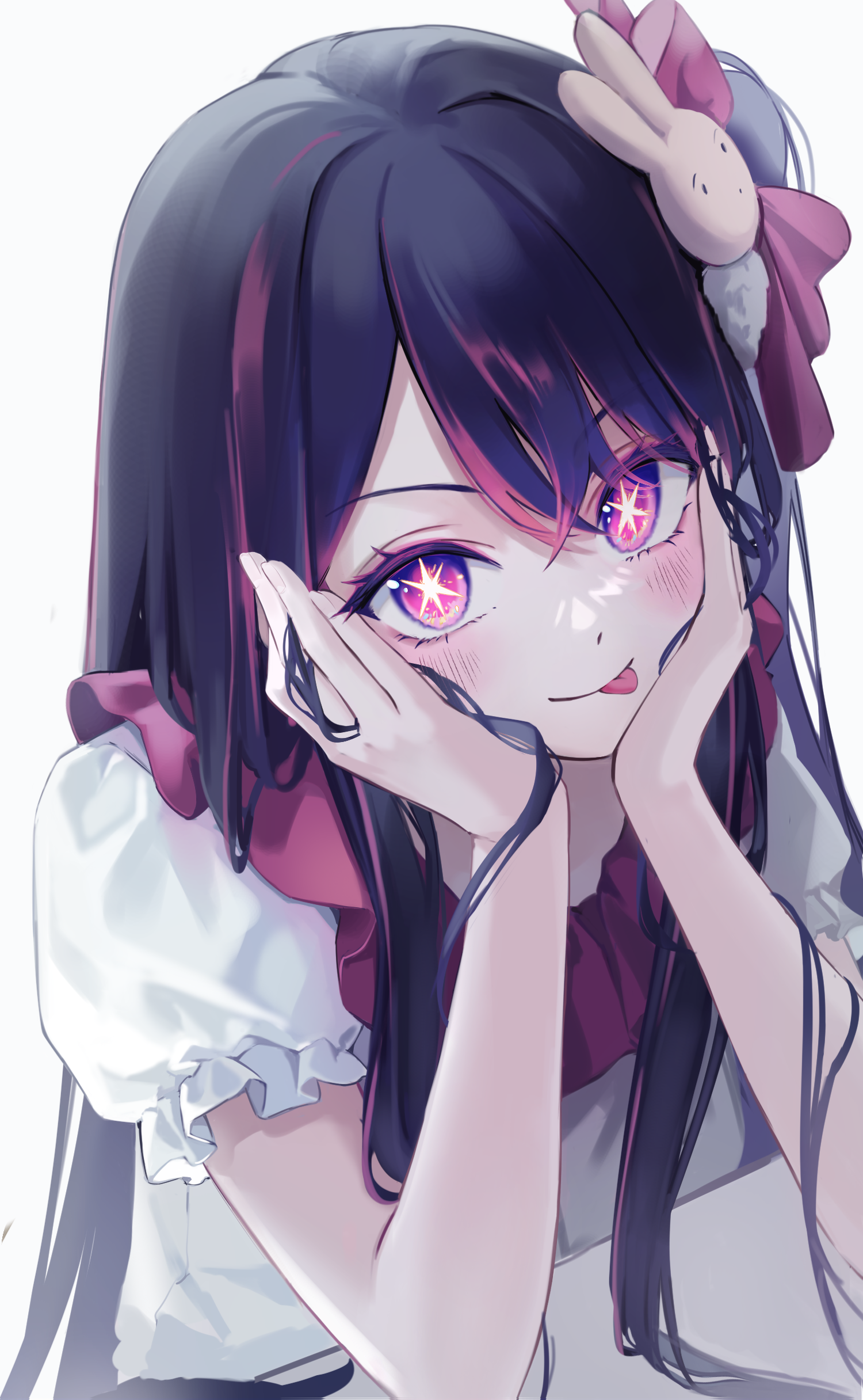 Hoshino Ai with Star Eyes and Tongue Out HD Phone Wallpaper