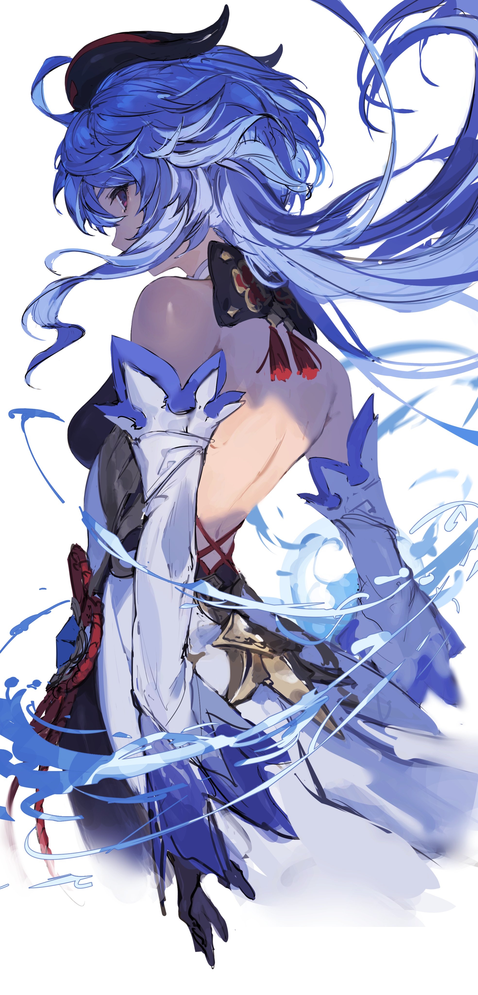 Genshin Impact Ganyu with blue hair and horns HD Phone Wallpaper