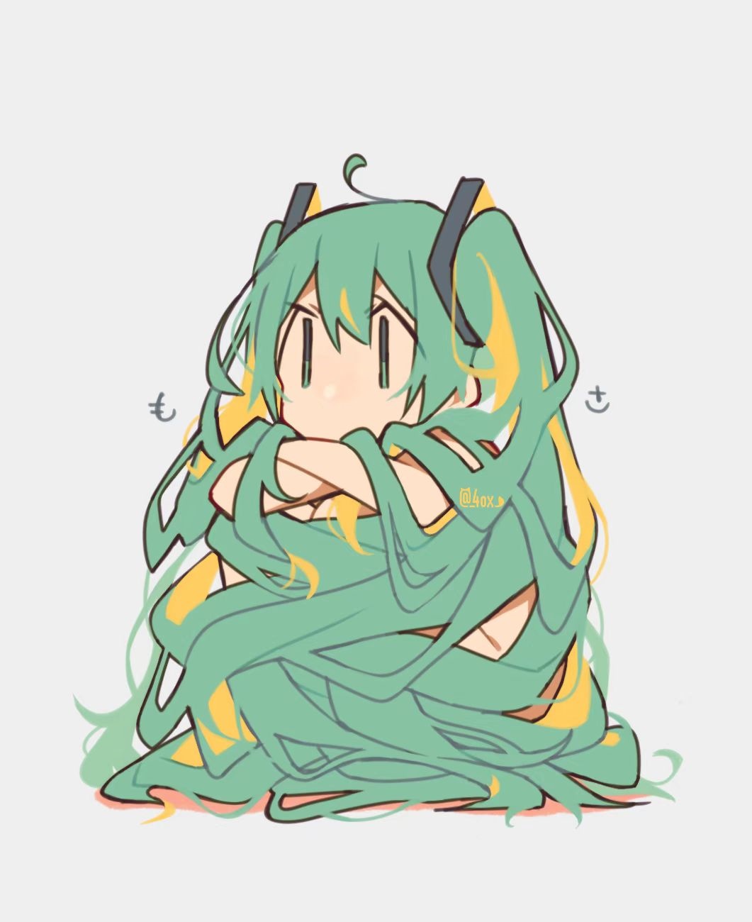 Hatsune Miku sitting with her arms crossed HD Phone Wallpaper