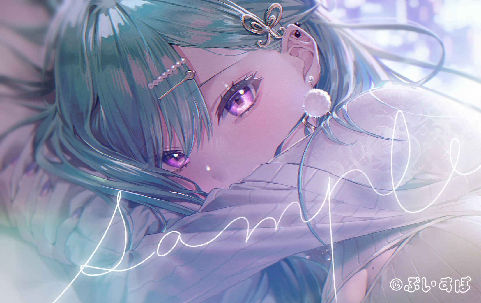 Virtual Youtuber with turquoise hair and purple eyes HD Wallpaper