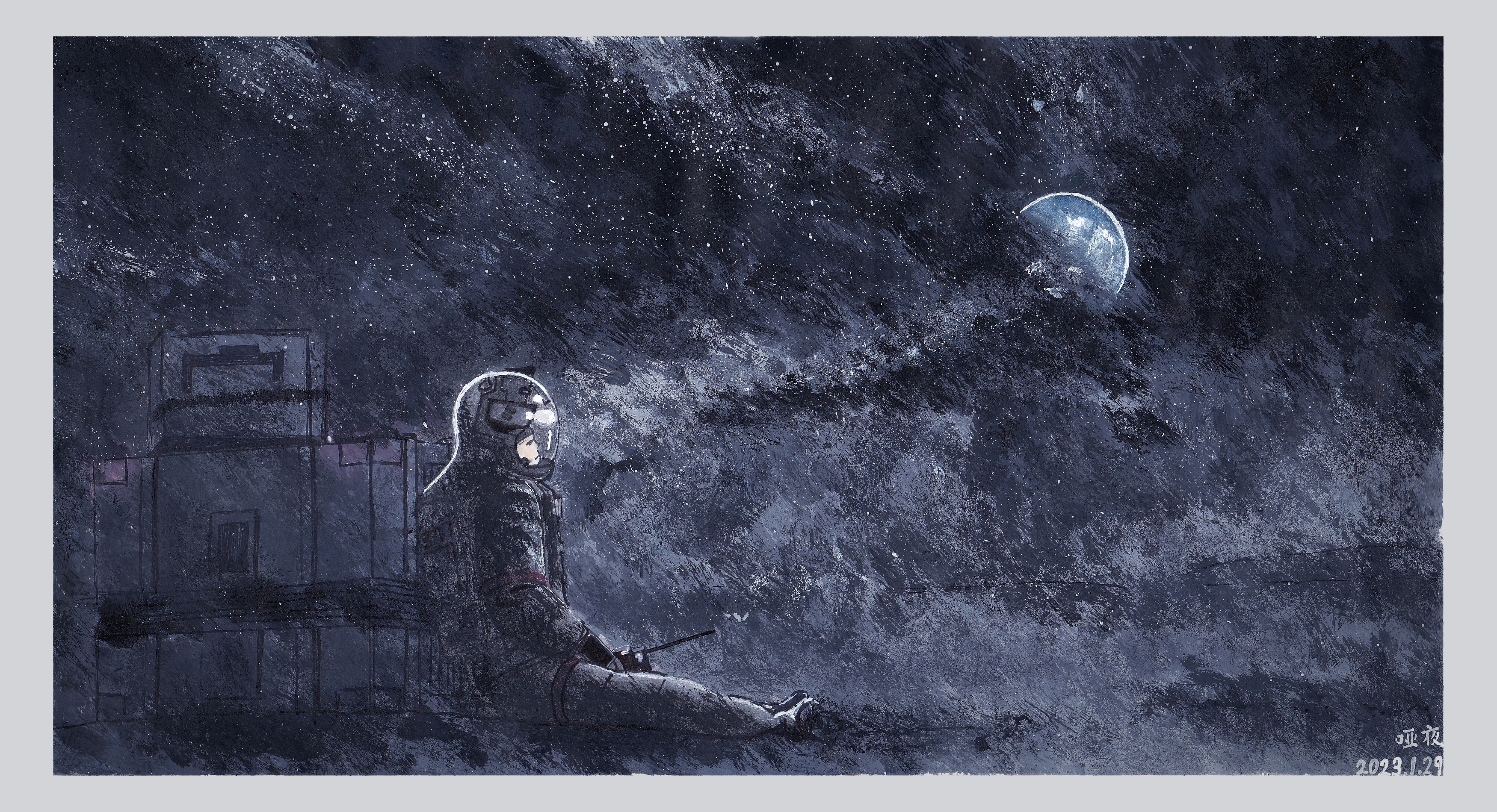 The Wandering Earth 2 Astronaut Looking at Earth HD Wallpaper