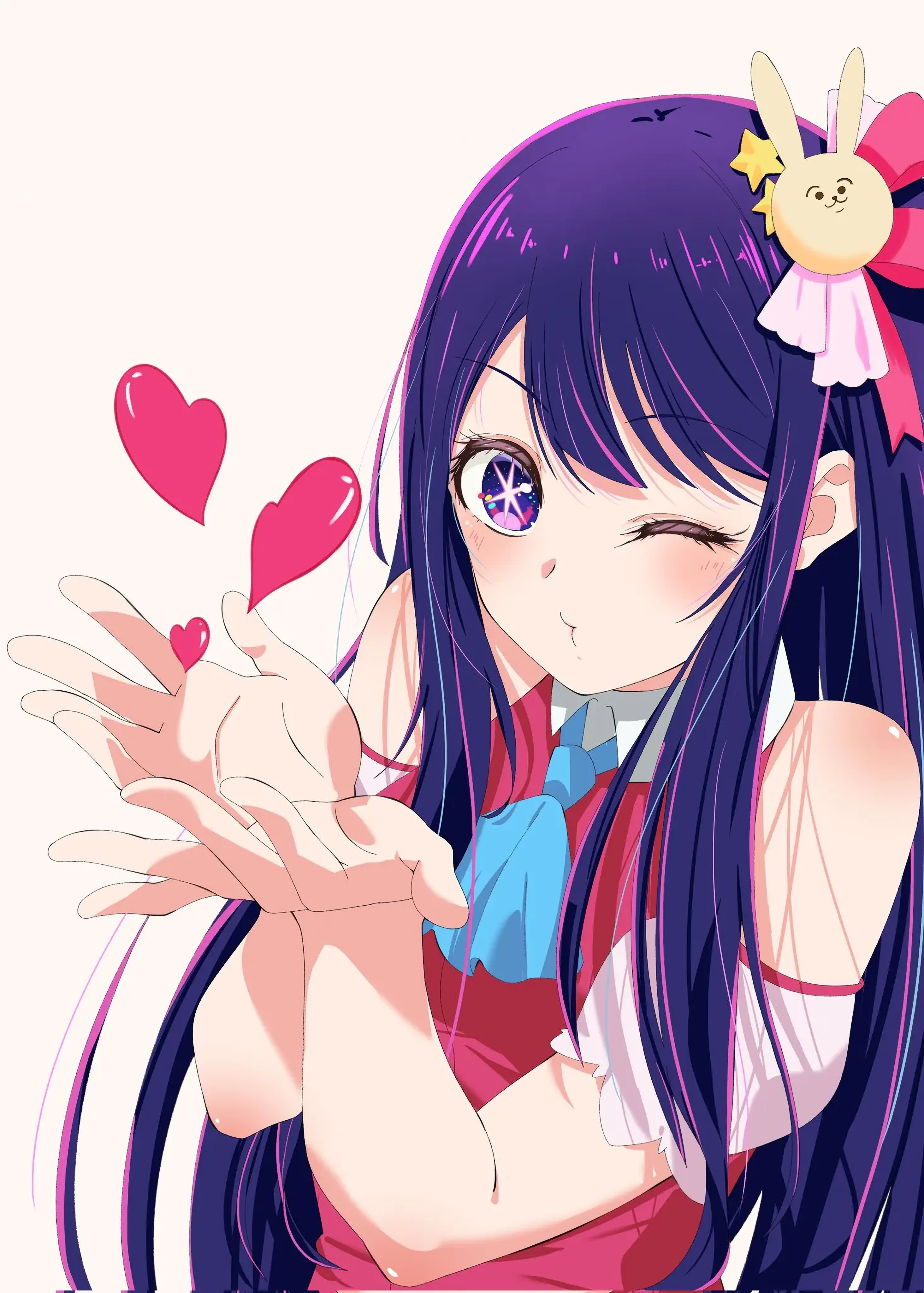 Hoshino Ai from Oshi no Ko winks and blows kisses HD Phone Wallpaper