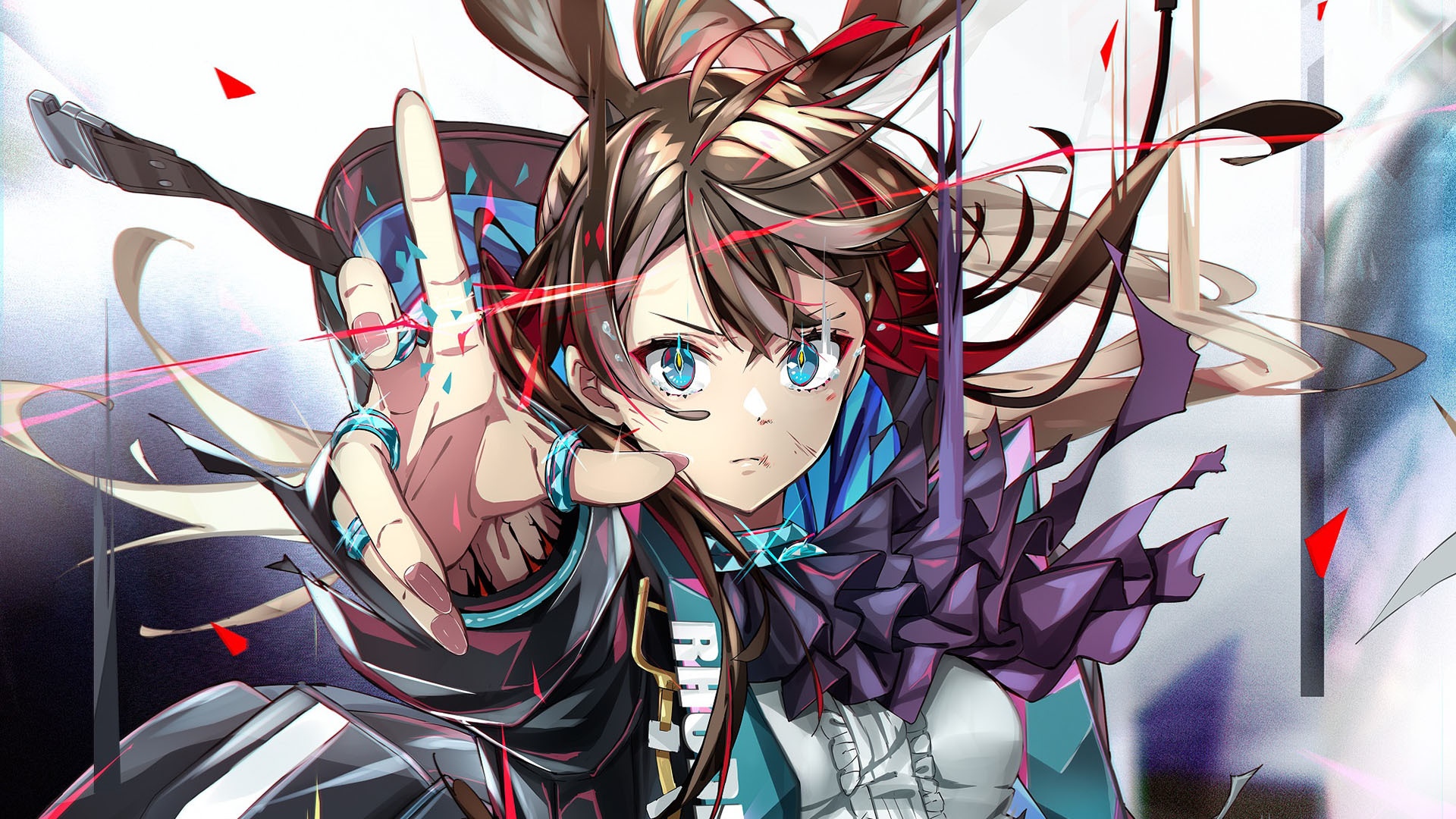 Amiya from Arknights with blue eyes and brunette hair HD Wallpaper