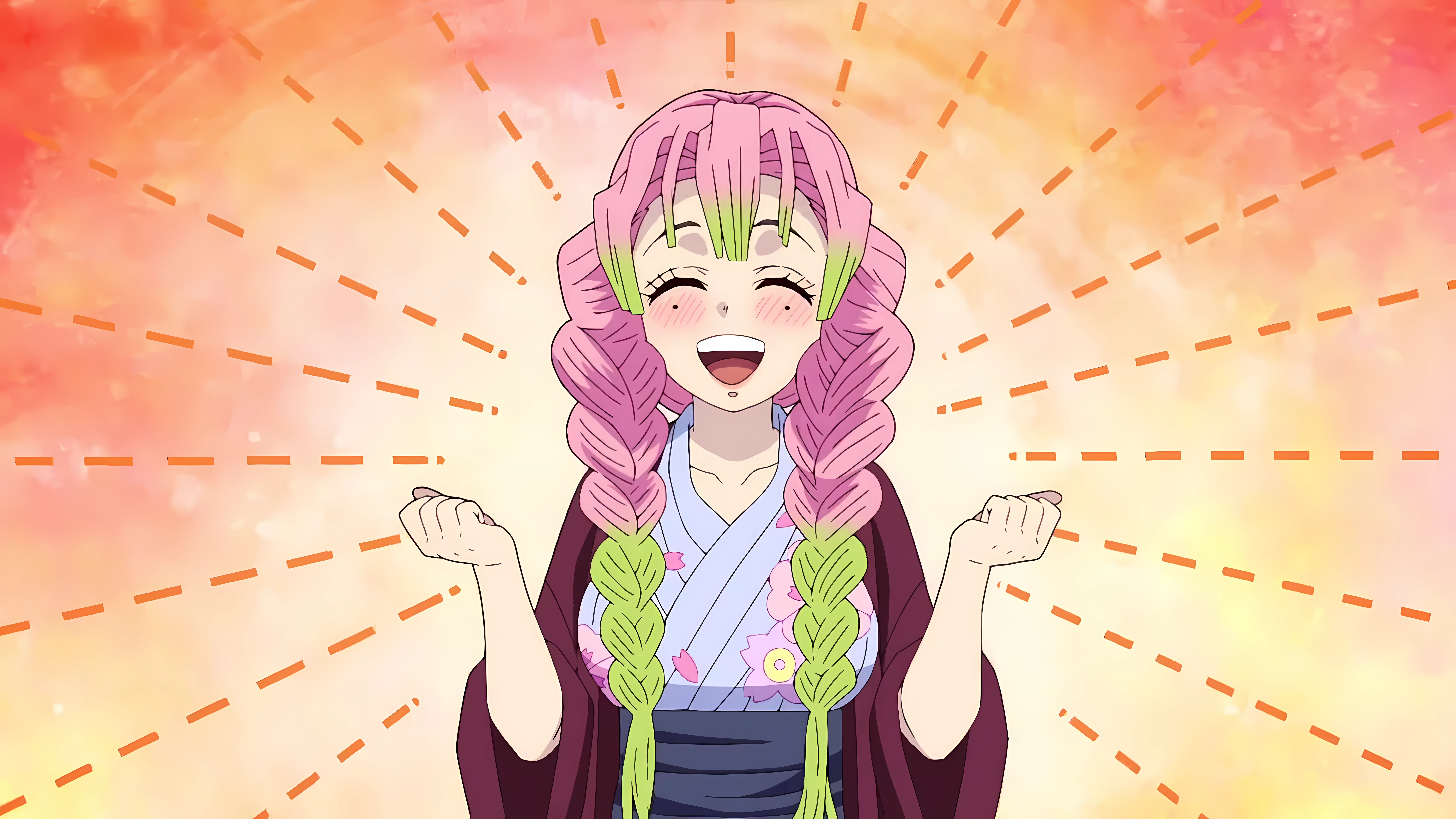 4K Mitsuri Kanroji with Braids and Kimono HD Wallpaper