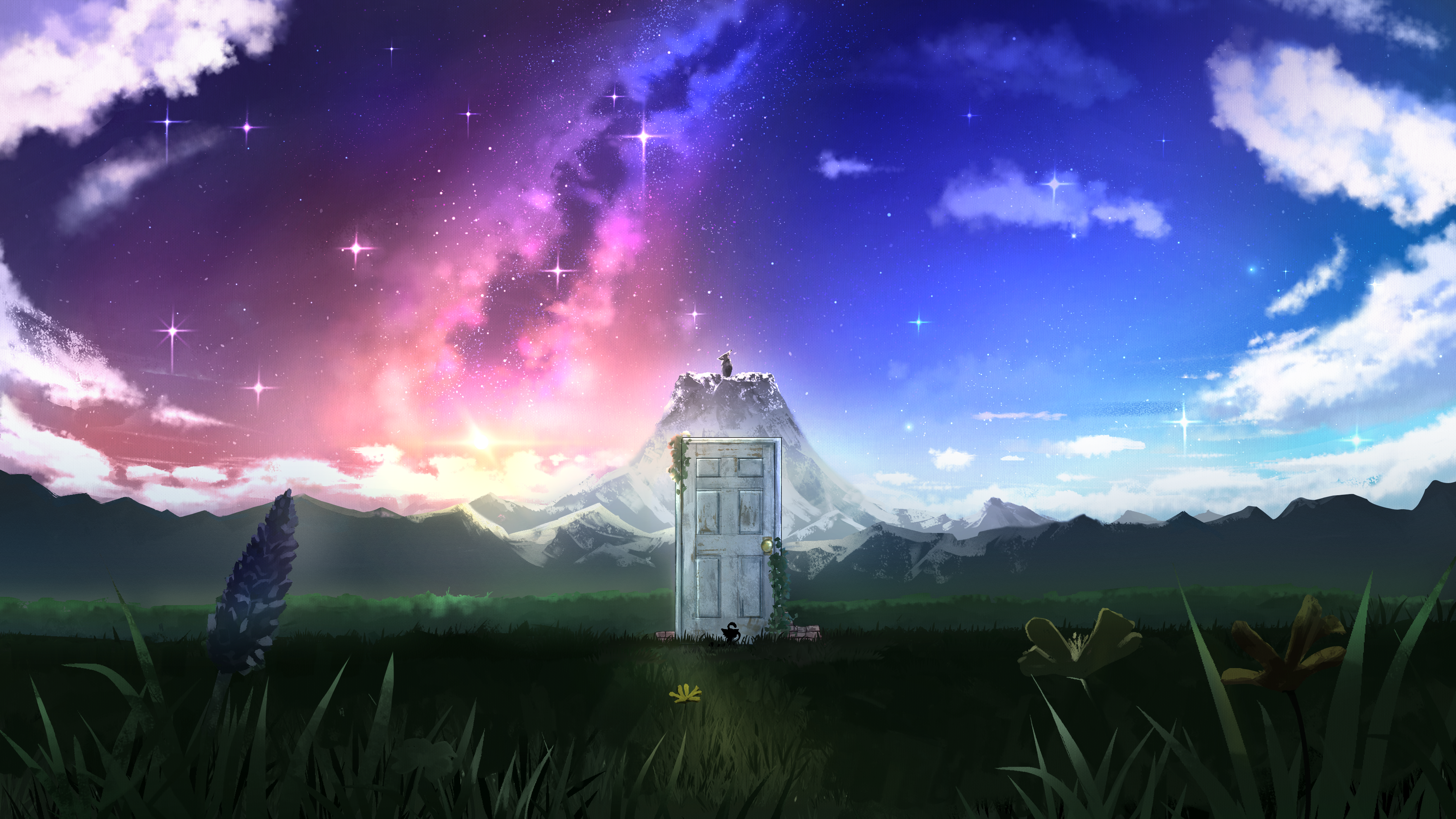Suzume no Tojimari: Door in a Starry Landscape HD Wallpaper