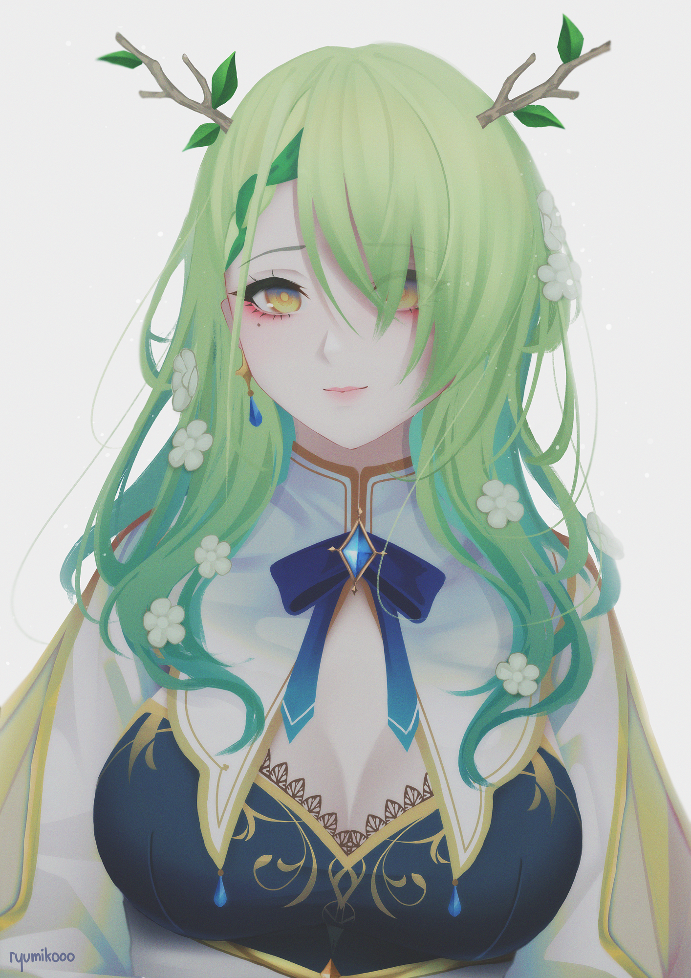 Ceres Fauna from Hololive with green hair and eyes HD Phone Wallpaper