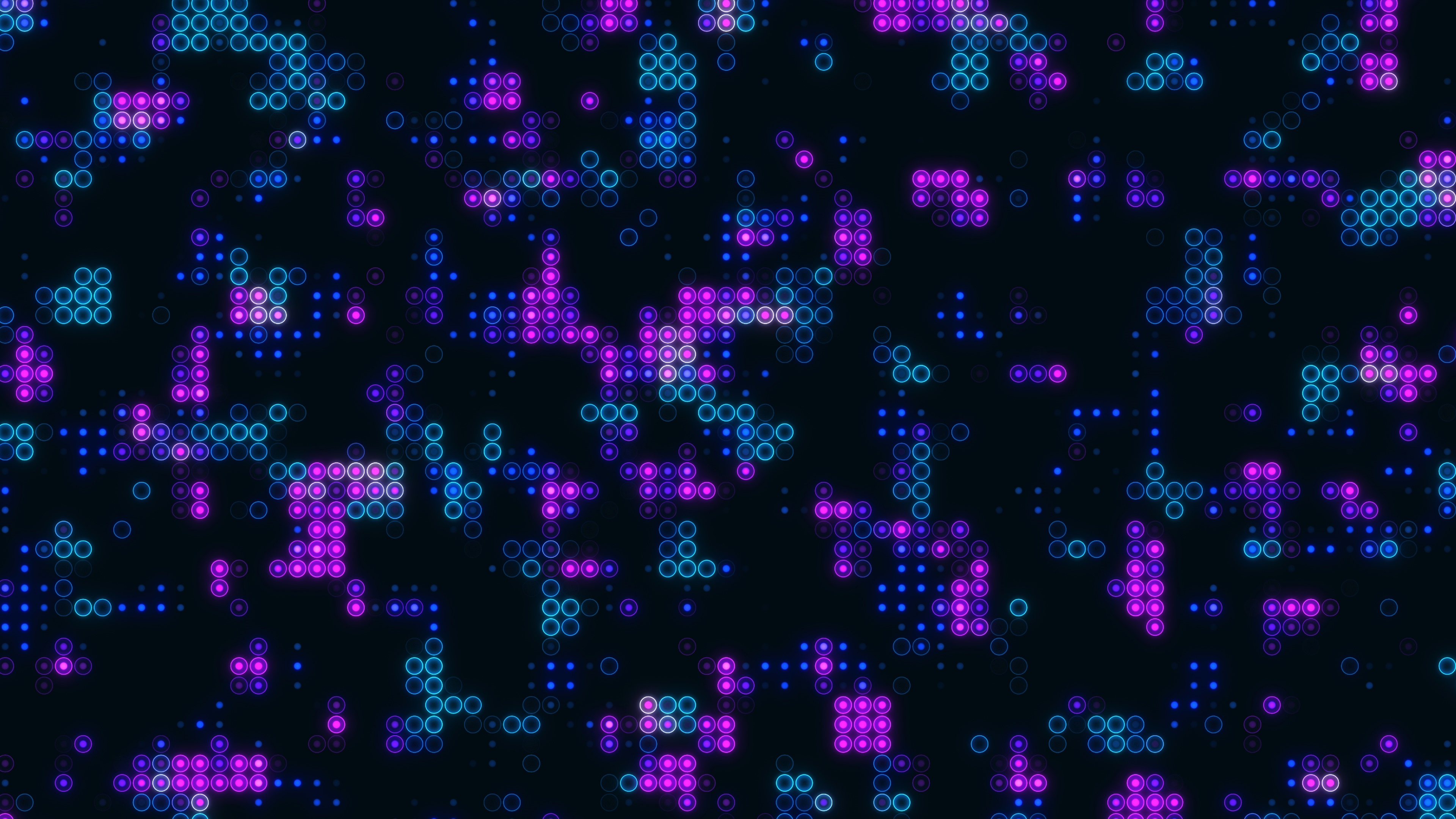 4K abstract neon circles on dark background HD Wallpaper