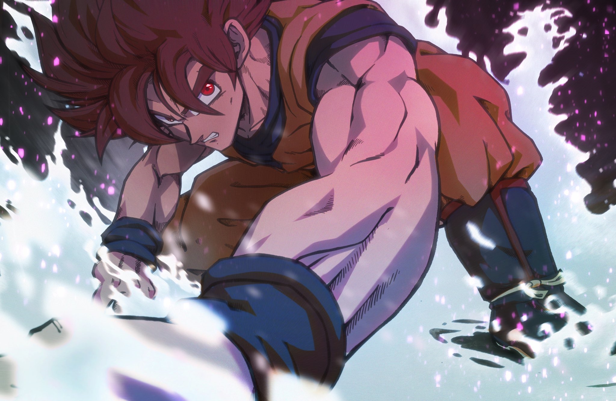 Son Goku in Super Saiyan God form from Dragon Ball HD Wallpaper
