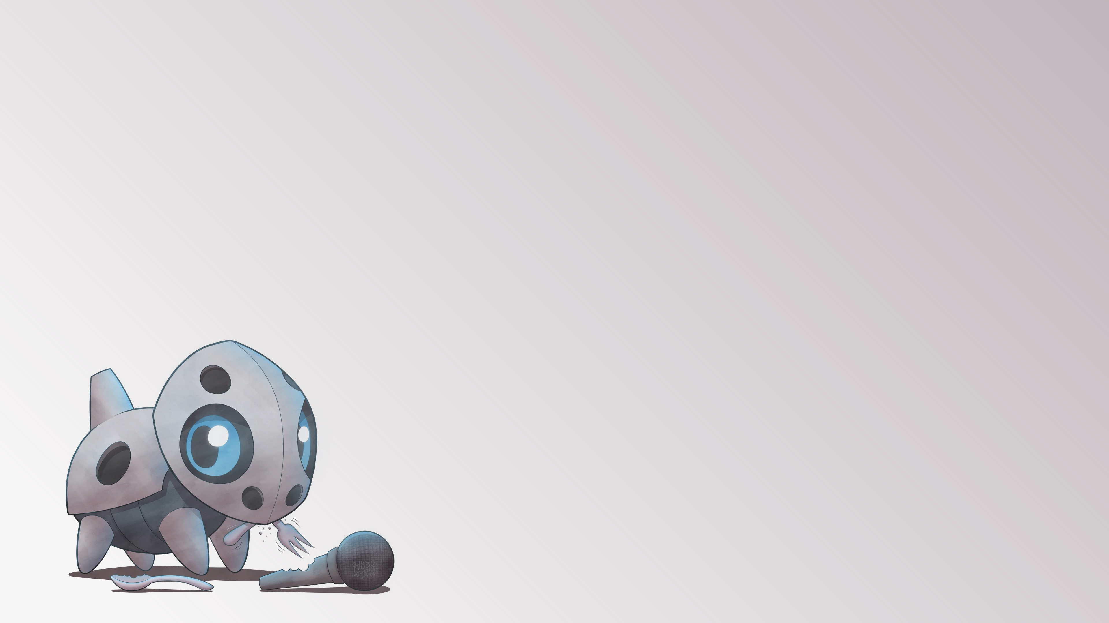 Pokemon Beldum with a fork, spoon, and microphone HD Wallpaper