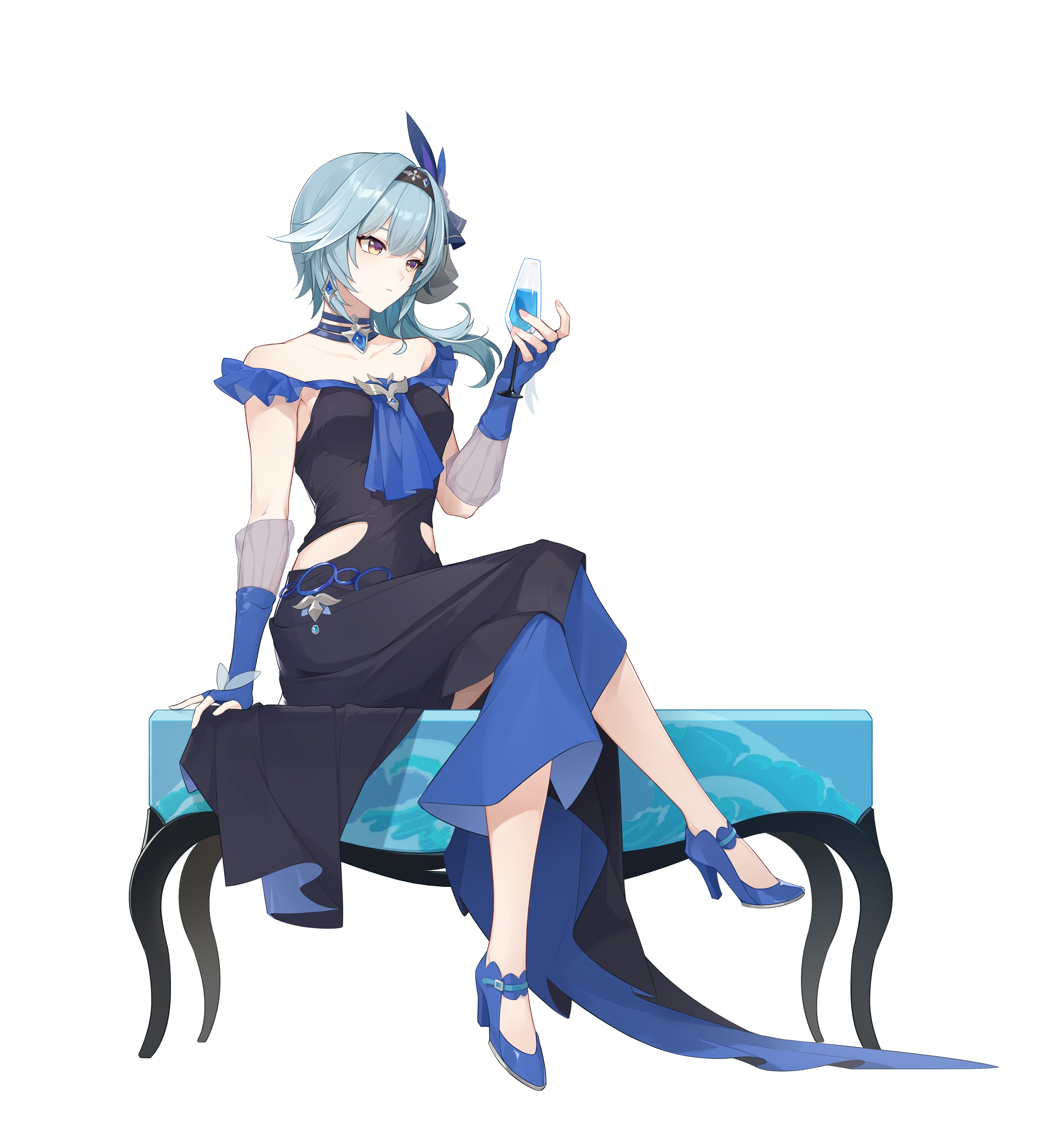 Eula from Genshin Impact holding a drink HD Wallpaper