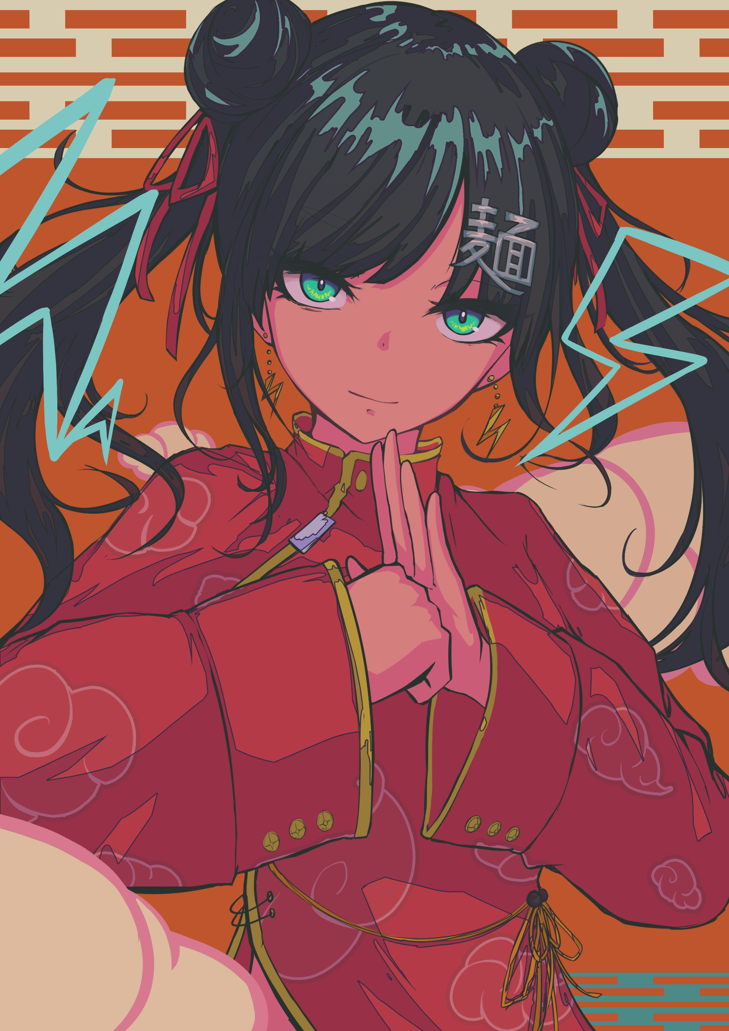 Girl with Chinese dress and twintails HD Phone Wallpaper