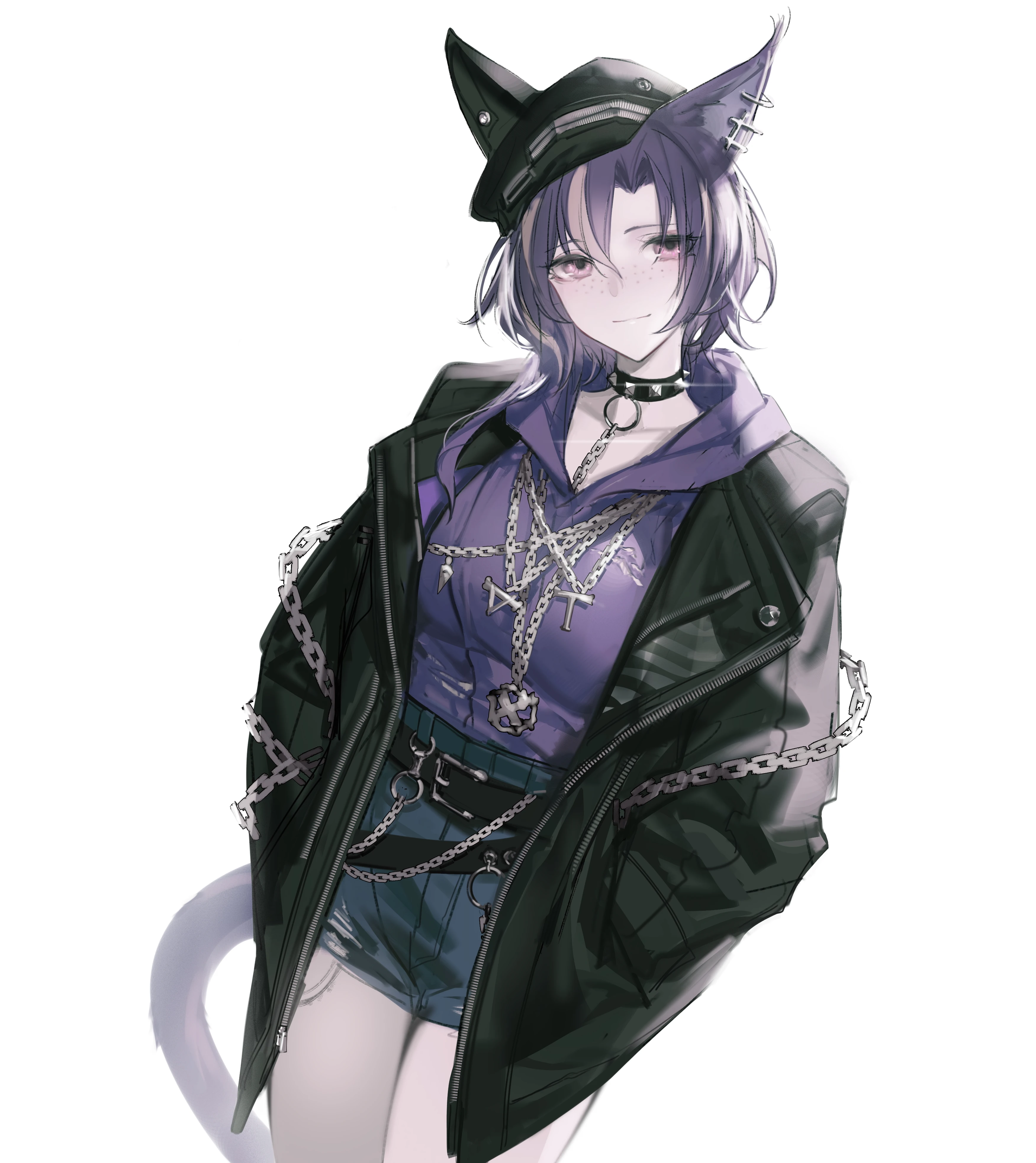 Anime girl with cat ears and chains HD Phone Wallpaper