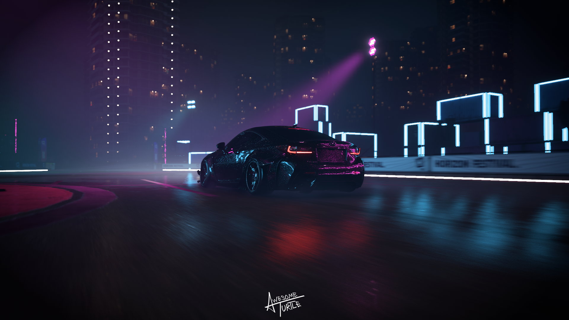 Forza Horizon 5 Lexus RC F widebody at night HD Wallpaper