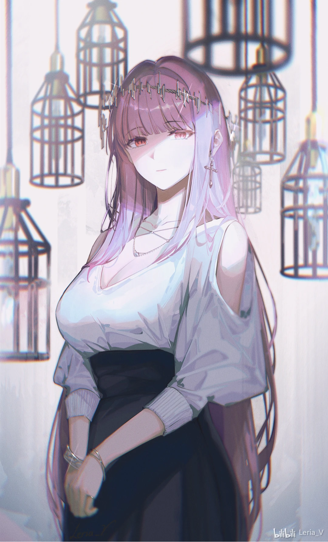 Anime girl with pink hair and pink eyes HD Phone Wallpaper