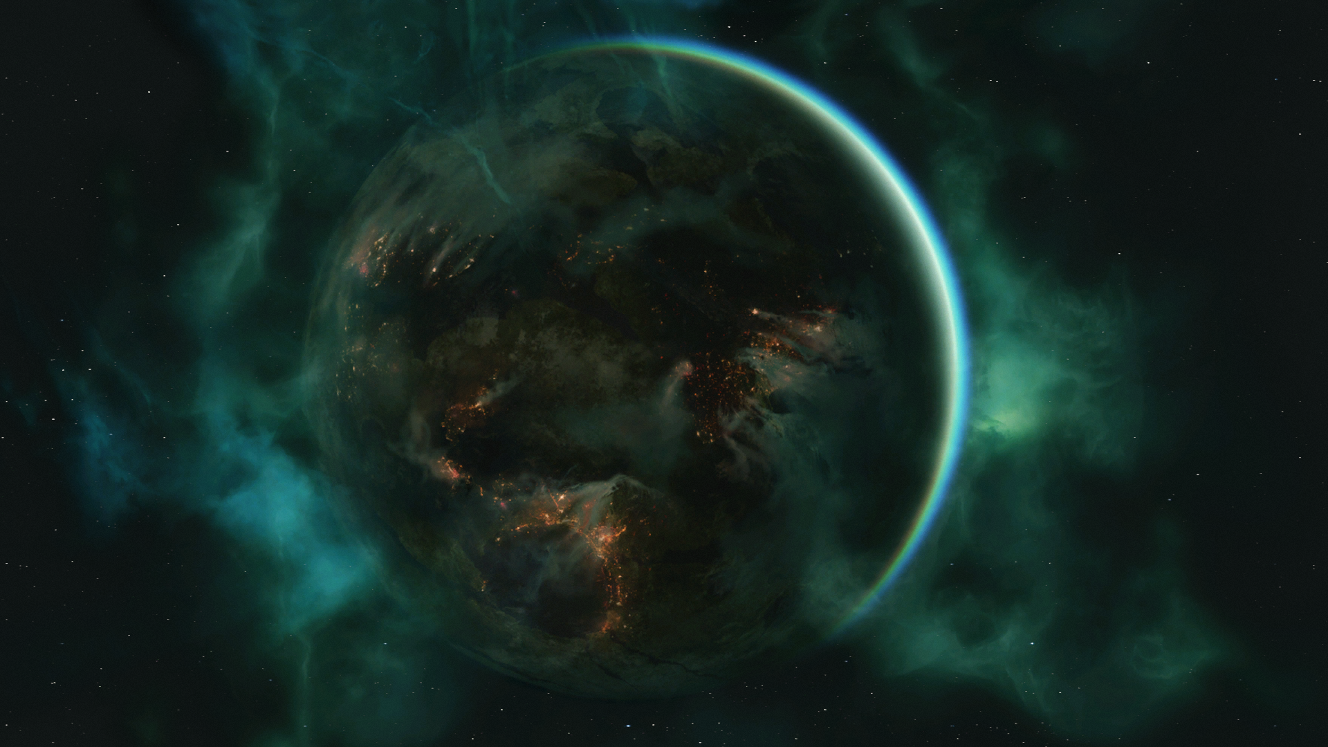 Planet Reach in space with nebula HD Wallpaper