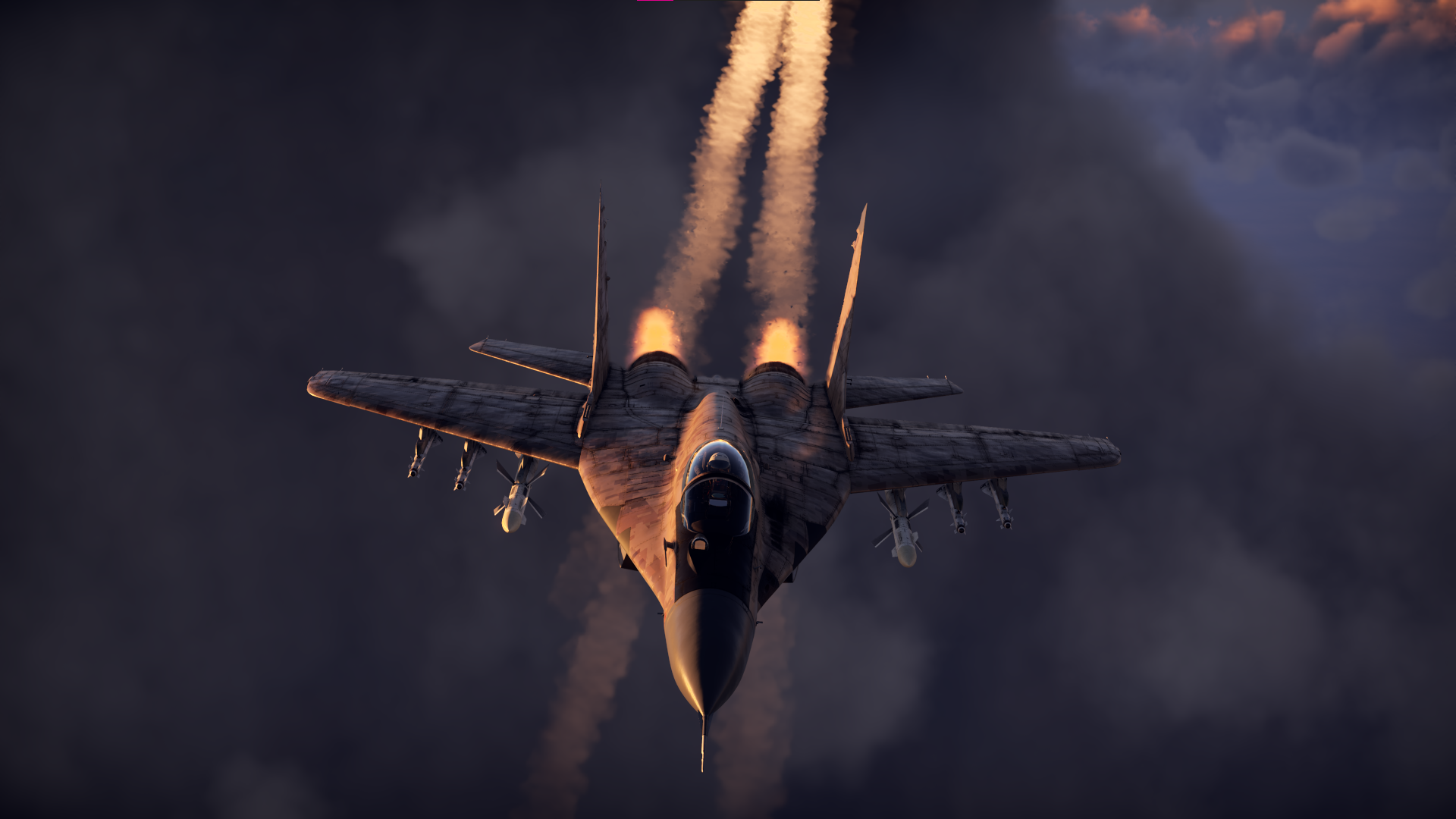 Mikoyan MiG-29 jet fighter flying through clouds HD Wallpaper