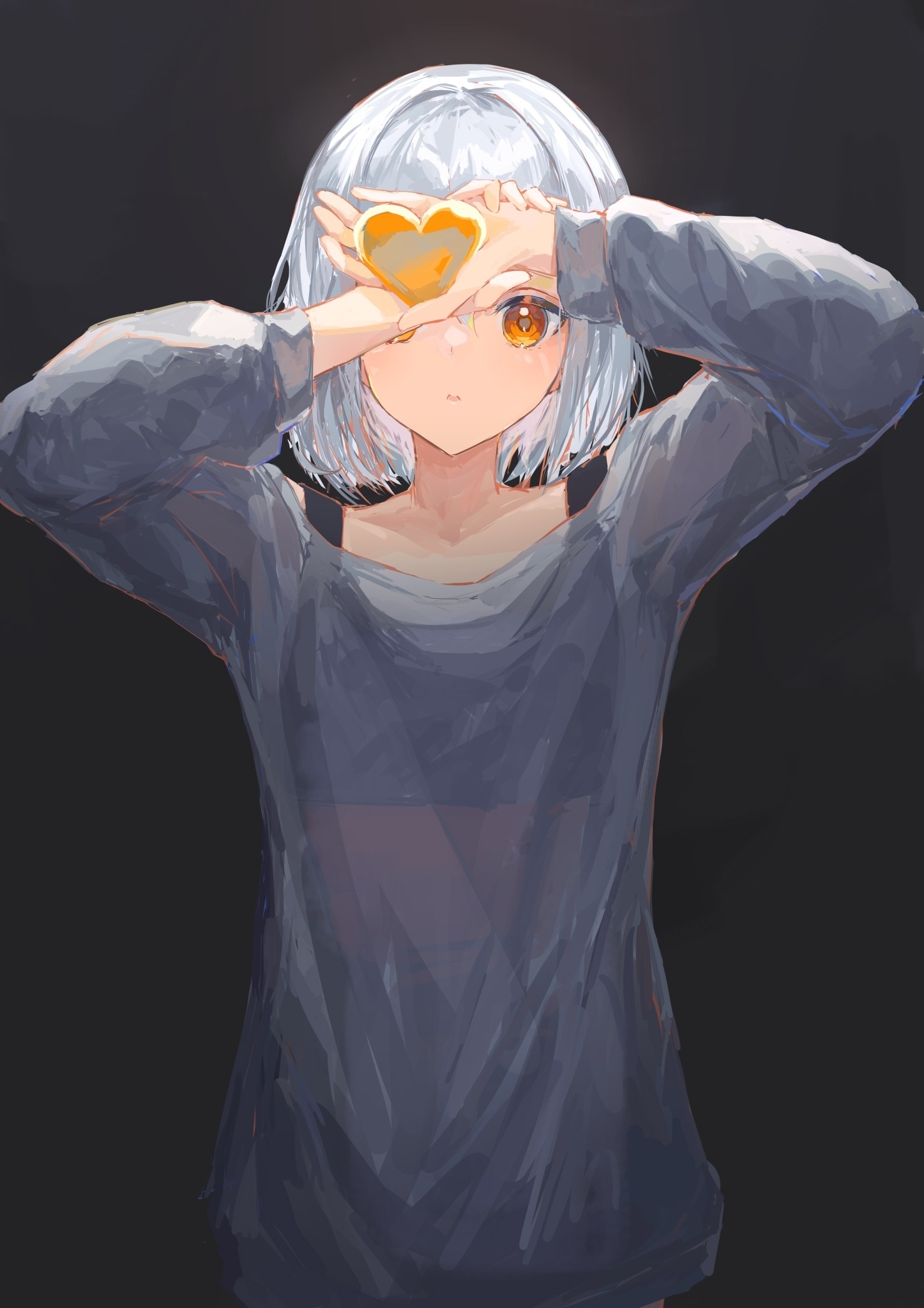 Girl holding a heart shape HD Phone Wallpaper