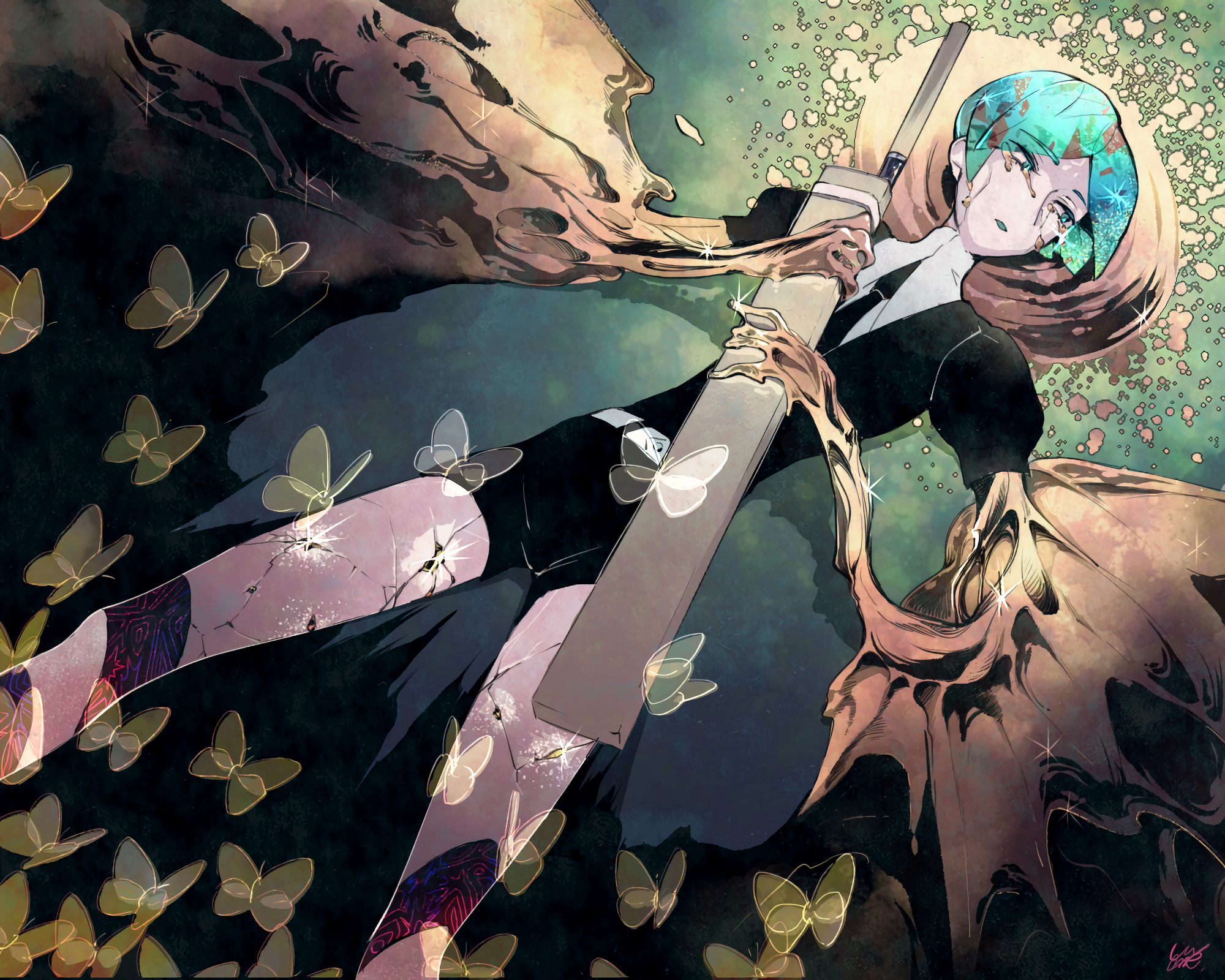 Phos with Sword and Wings in Houseki no Kuni HD Wallpaper
