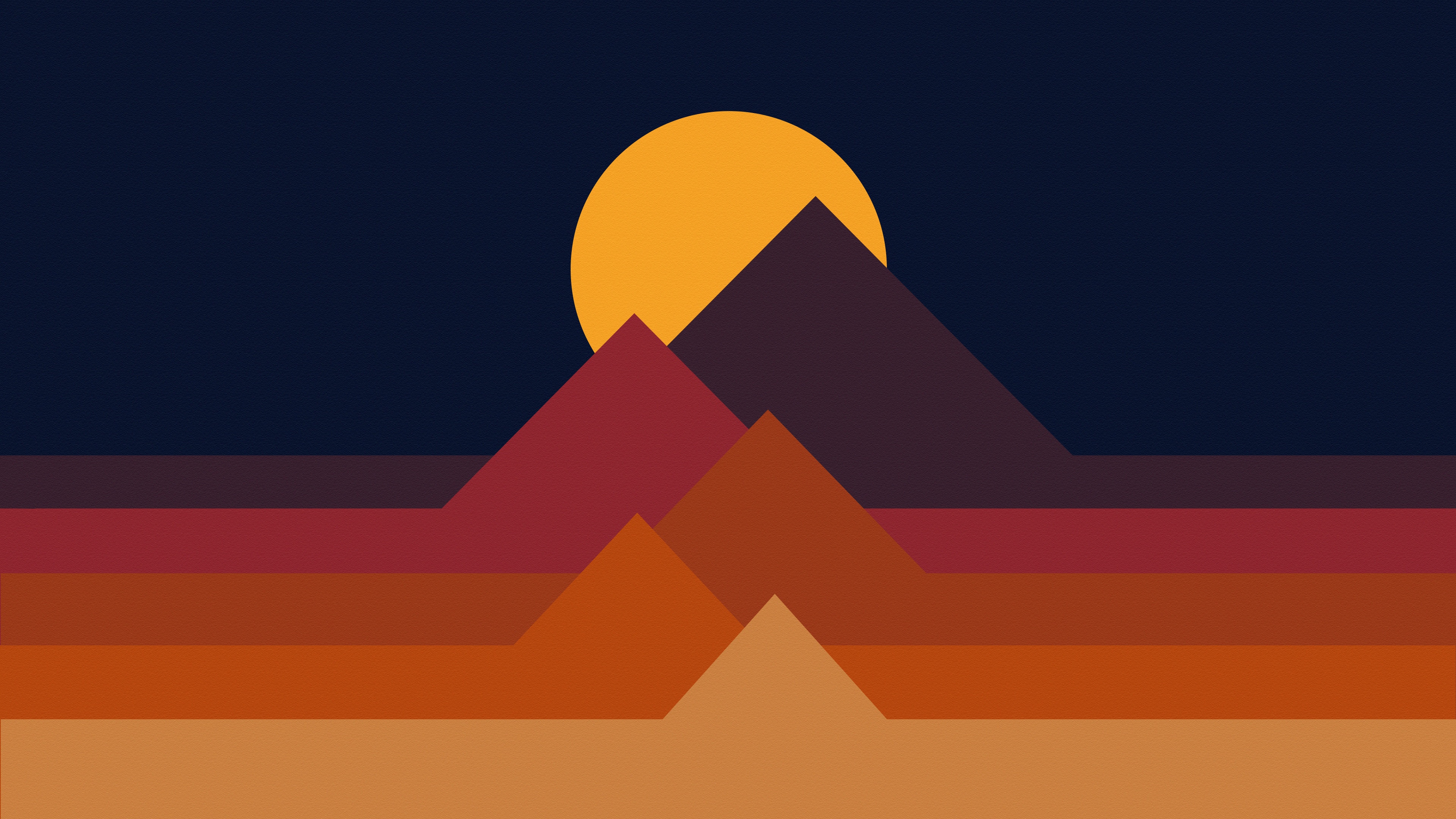 4K abstract mountain landscape with sun HD Wallpaper