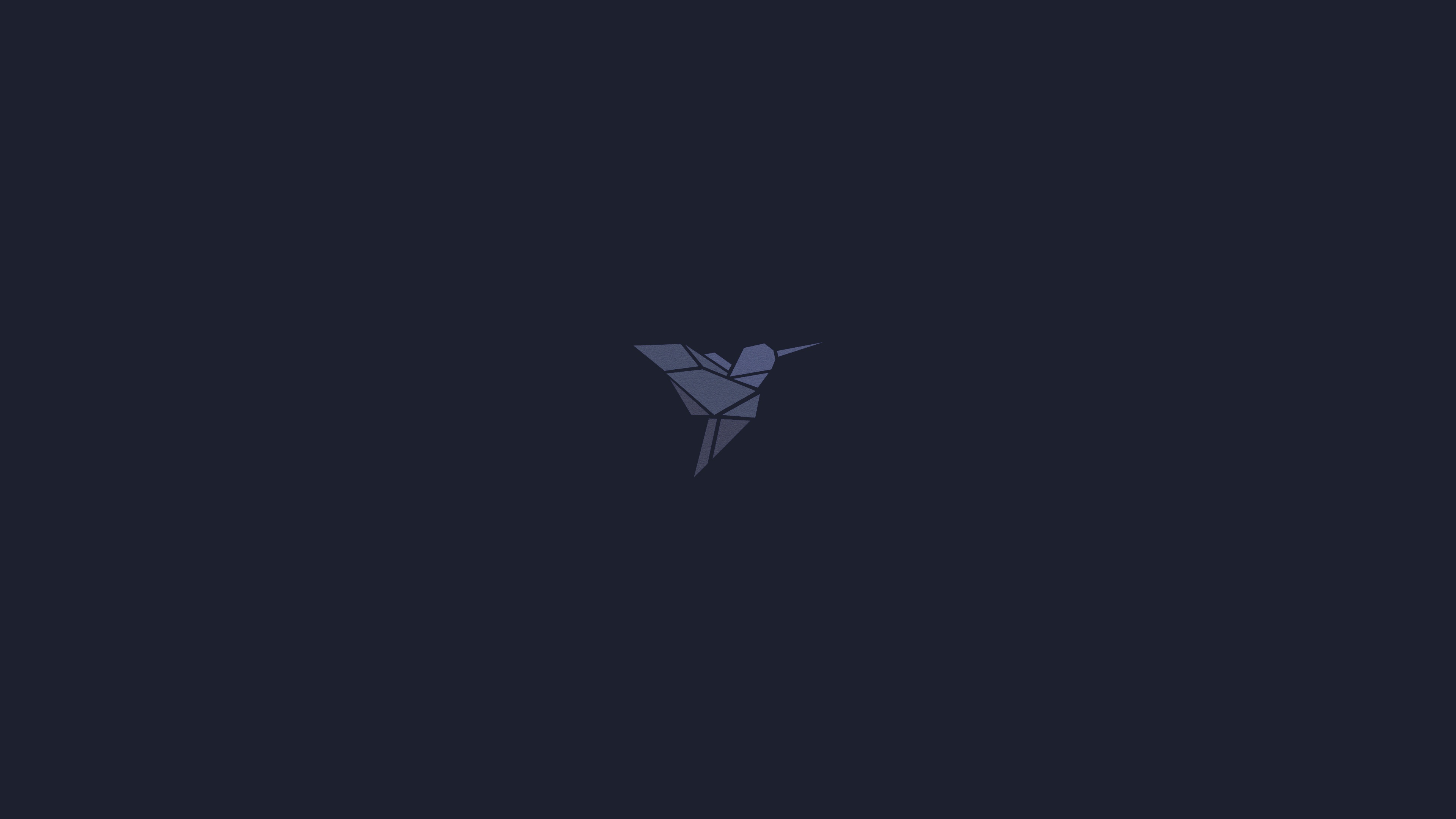 4K abstract blue hummingbird logo on dark background HD Wallpaper