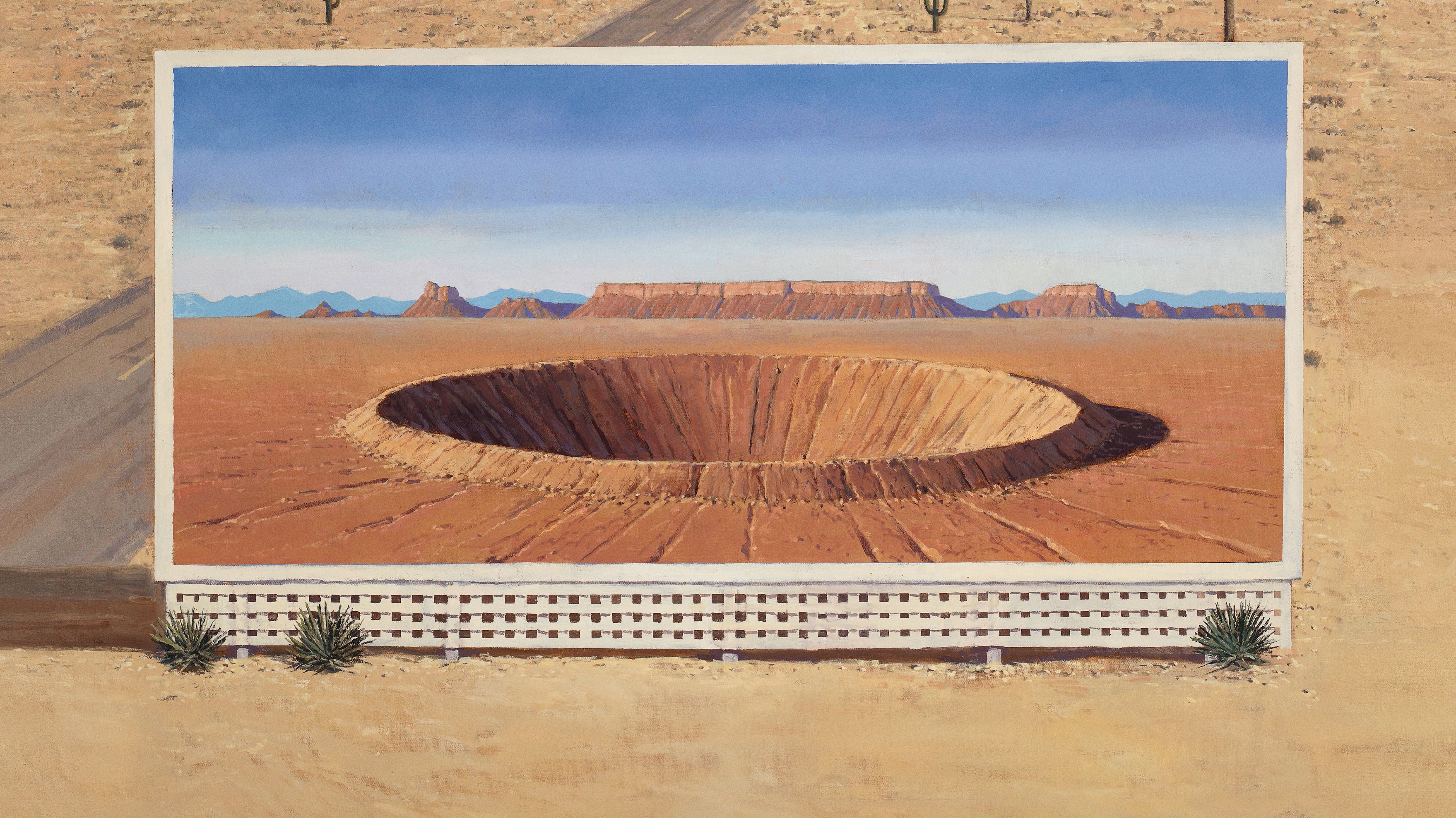 Asteroid City movie poster with desert landscape HD Wallpaper