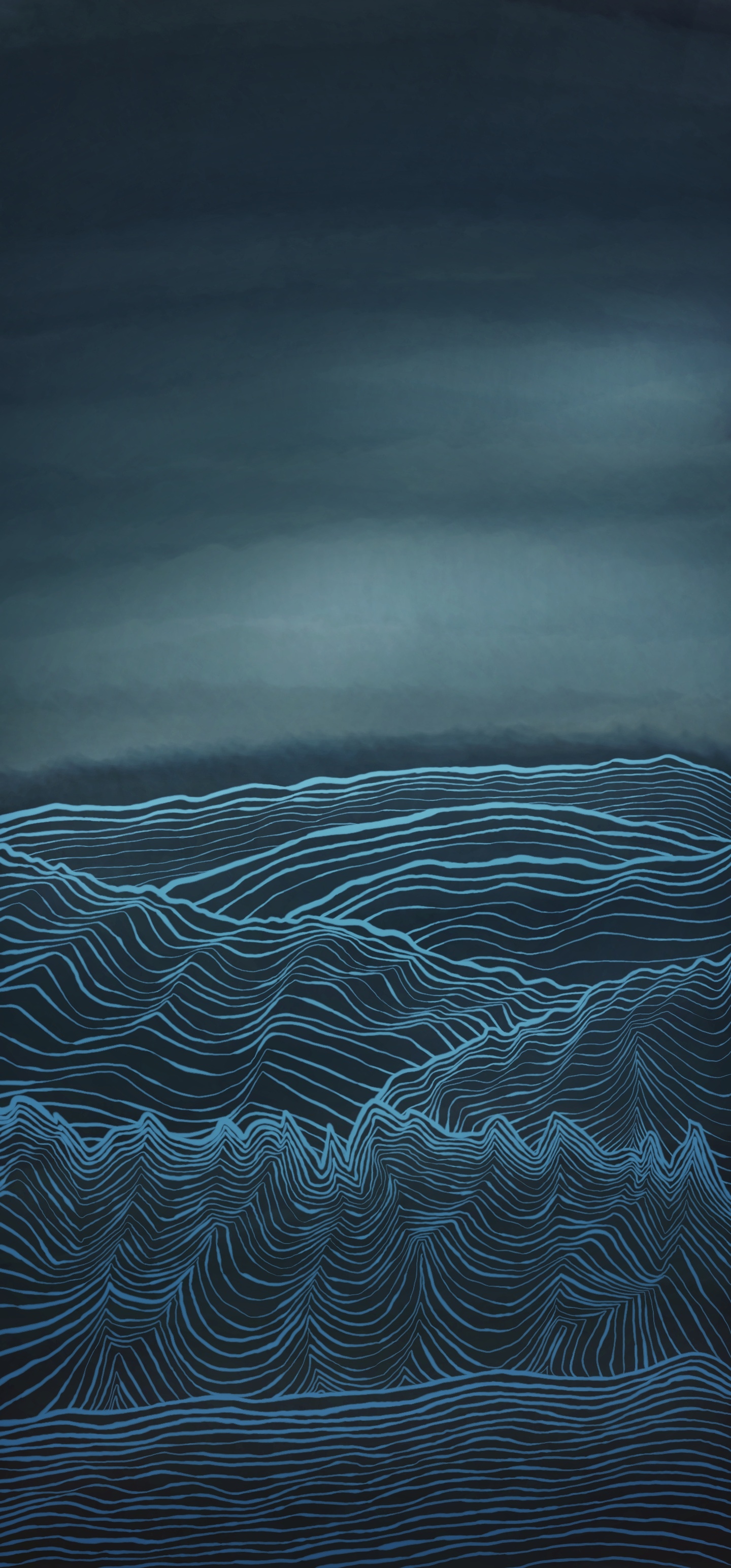 Abstract blue waves on a dark background HD Phone Wallpaper