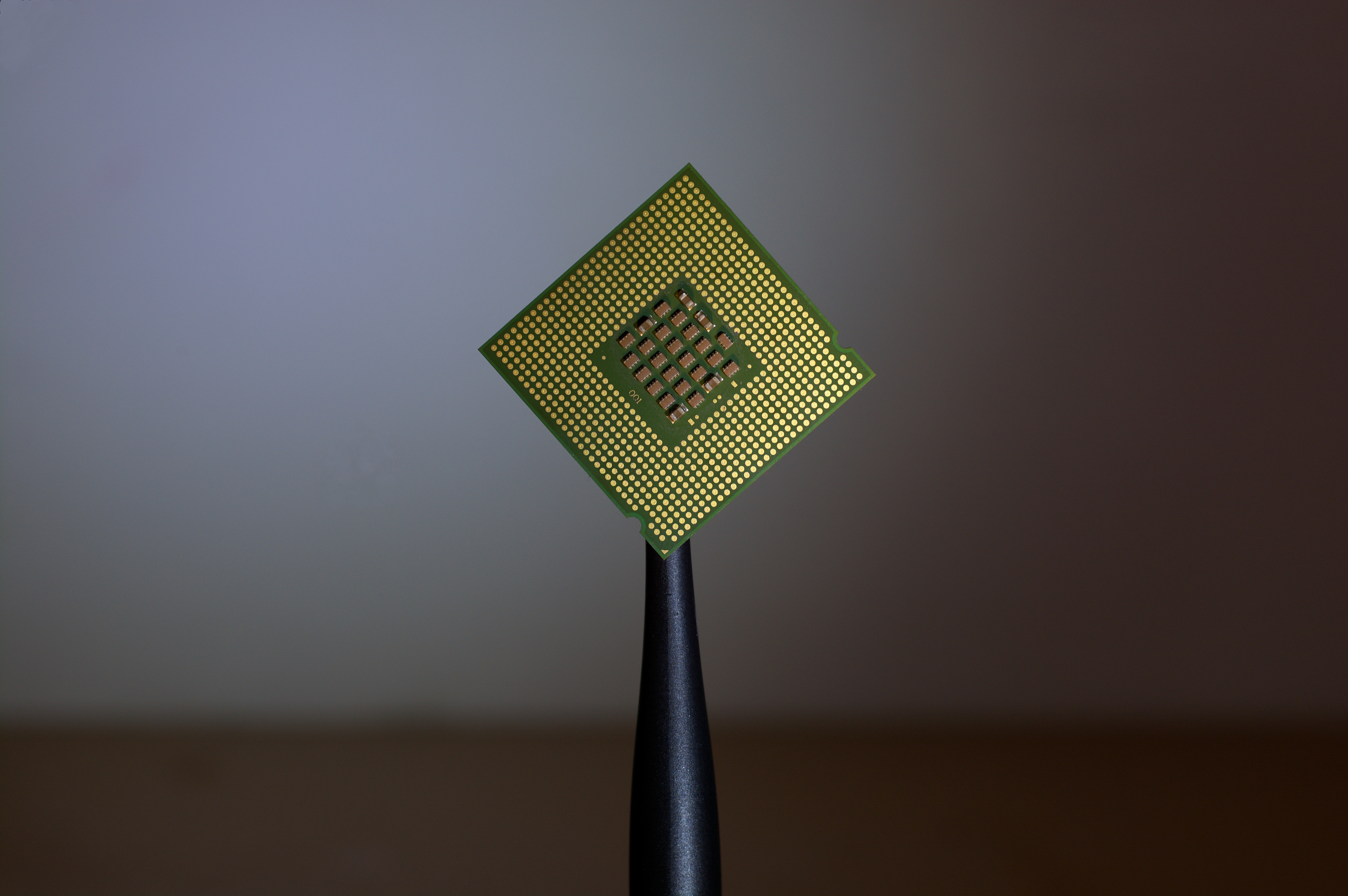 CPU microchip held by tweezers HD Wallpaper