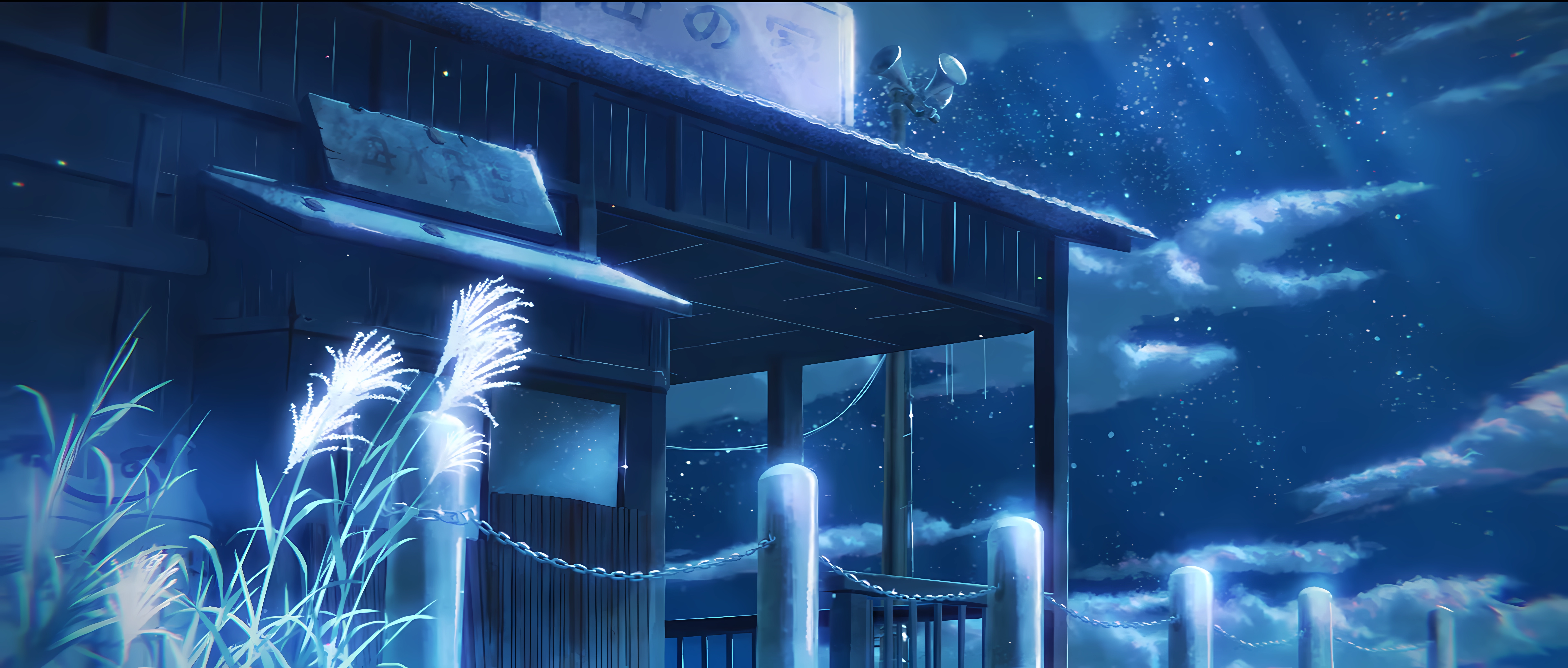 4K Anime screenshot of a starred sky HD Wallpaper