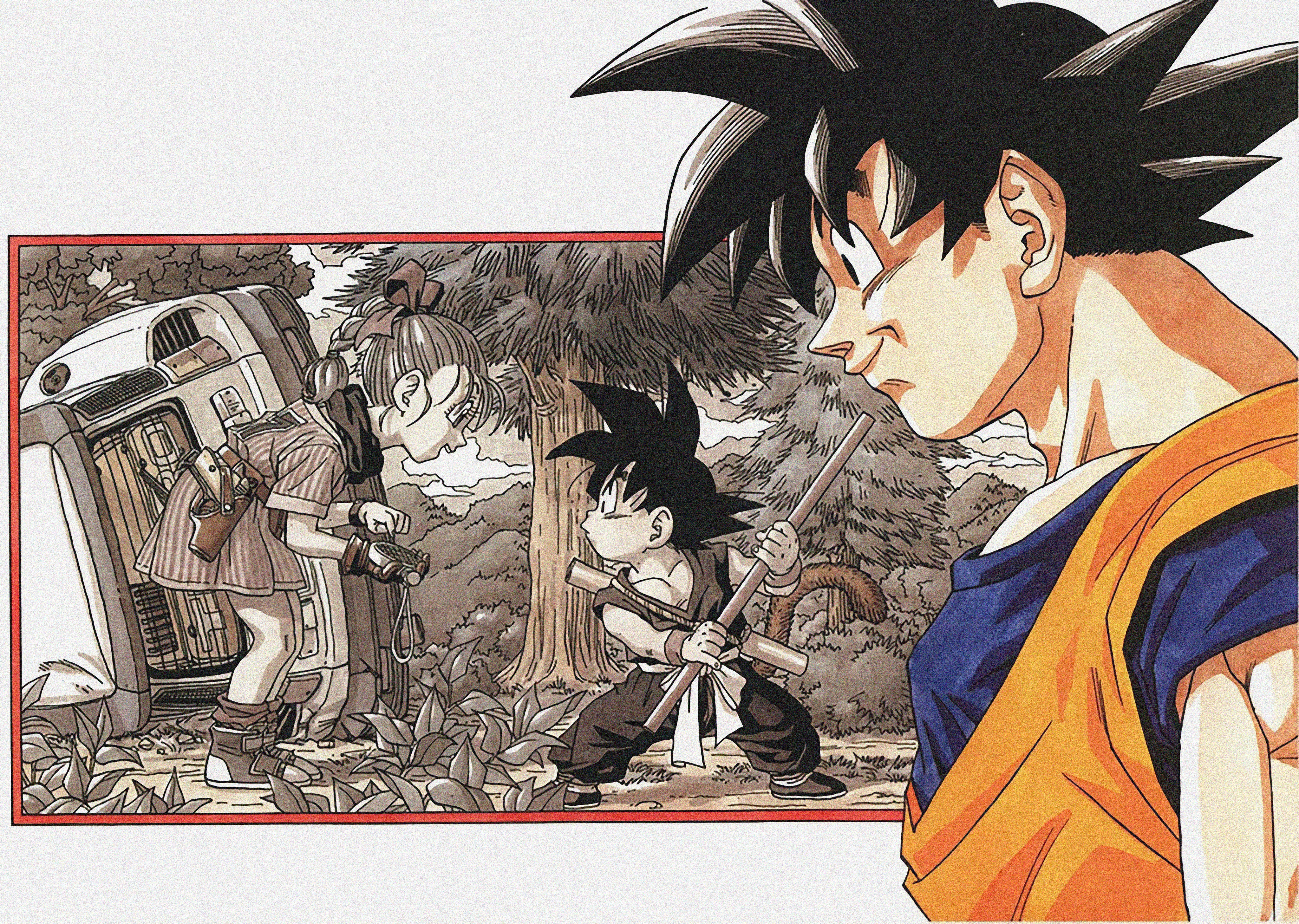 4K Dragon Ball: Son Goku and Bulma in Forest HD Wallpaper