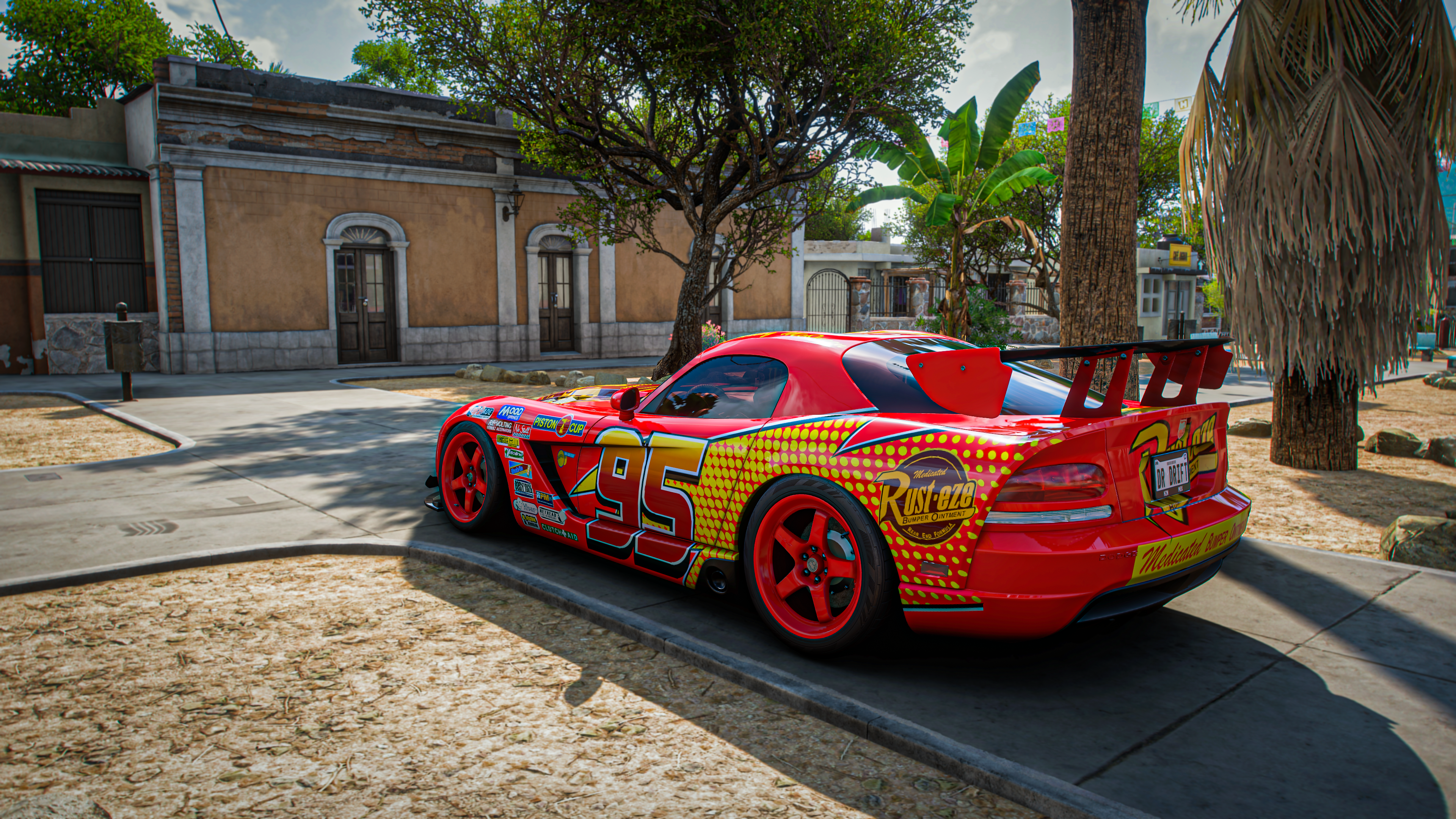 4K Dodge Viper with Lightning McQueen livery in Forza Horizon 5 HD Wallpaper