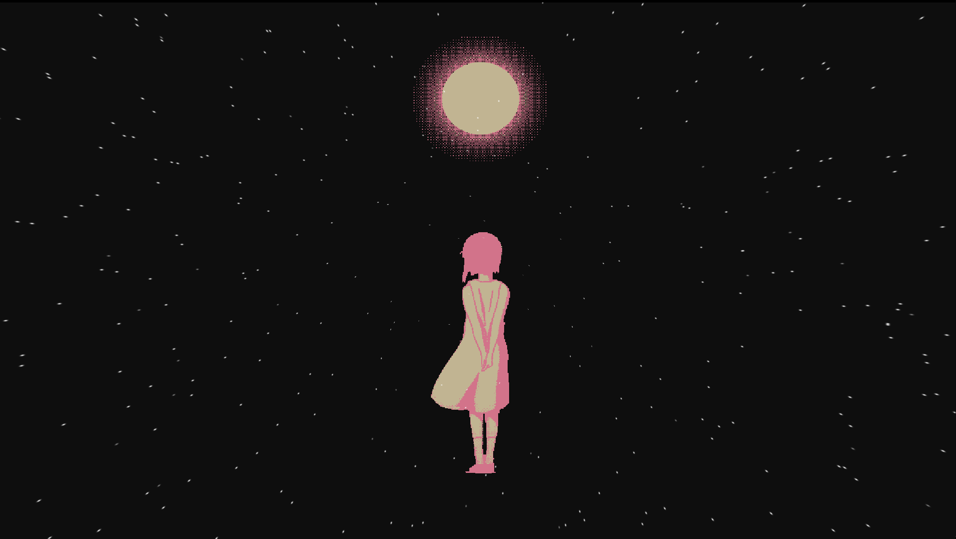 Lain Iwakura in pixel art under a glowing moon HD Wallpaper