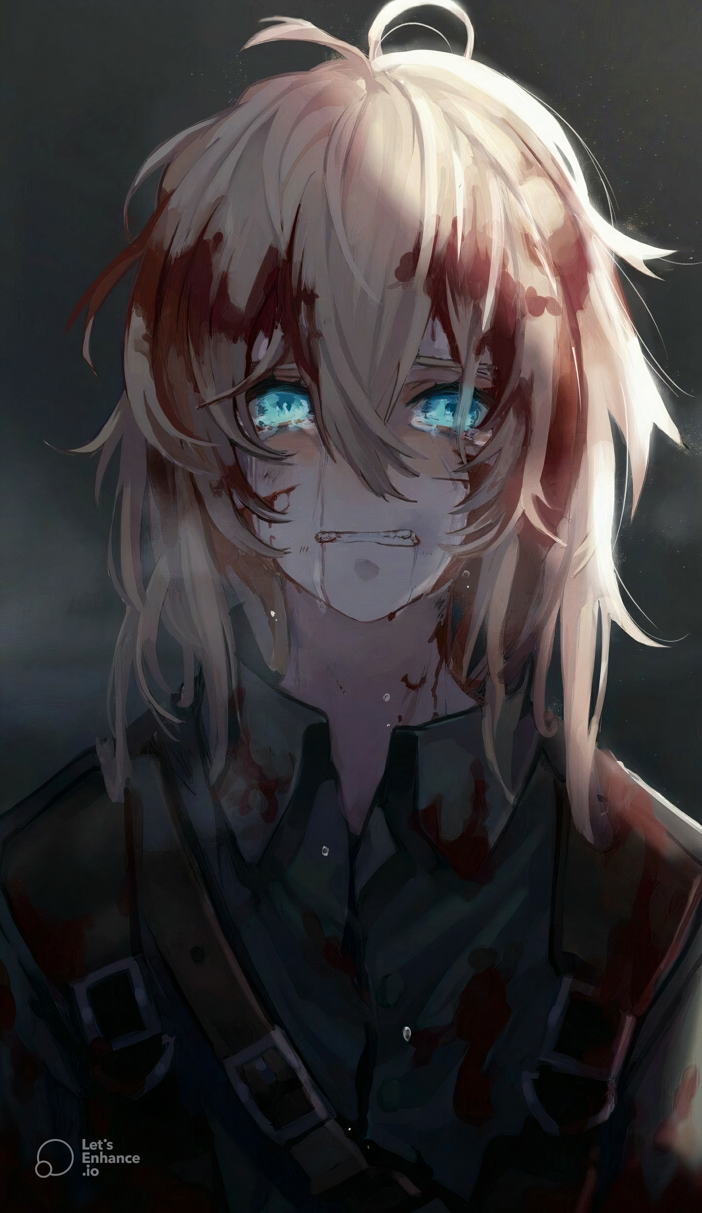 Violet Evergarden crying with blood and tears HD Phone Wallpaper