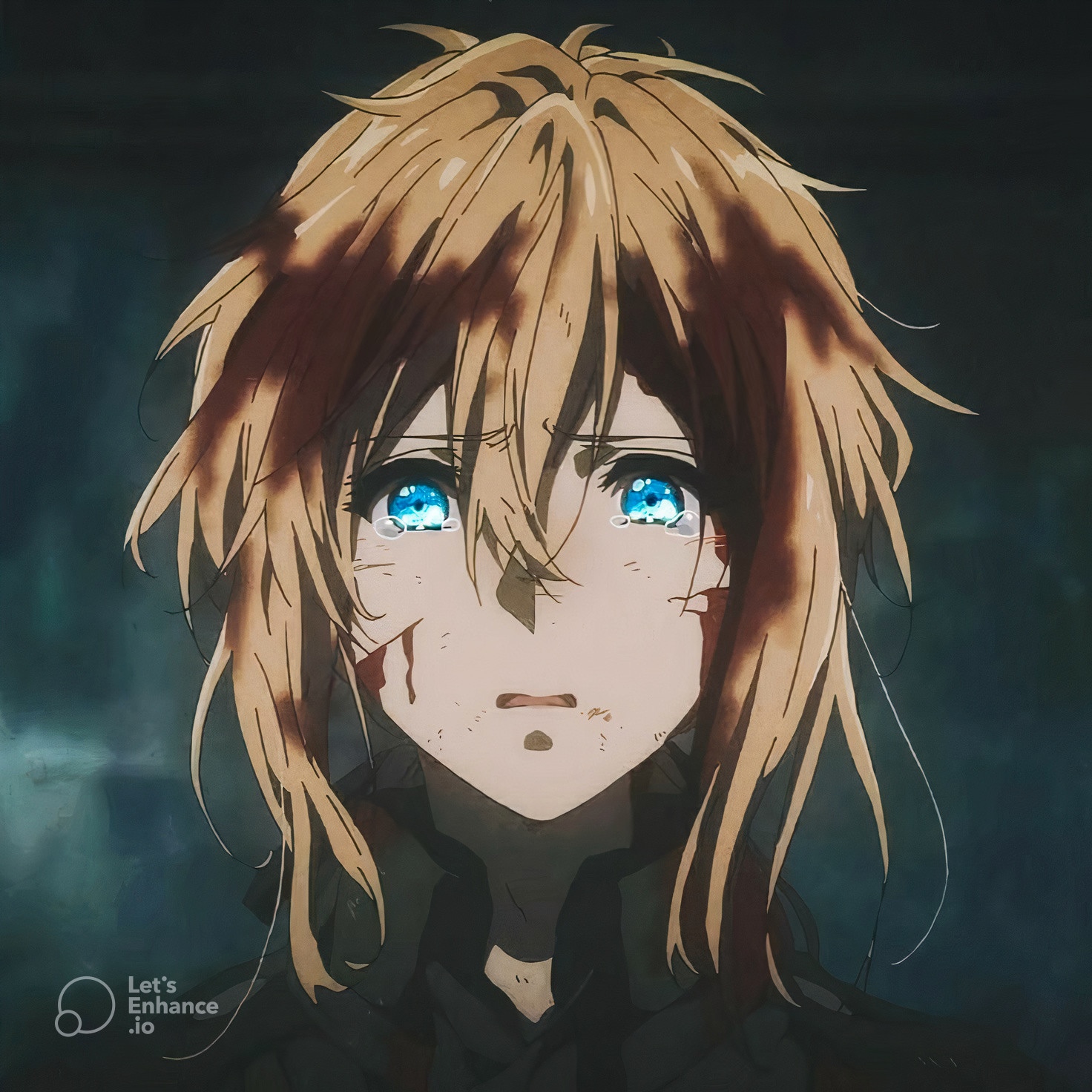 Violet Evergarden Crying with Blood Stains HD Wallpaper