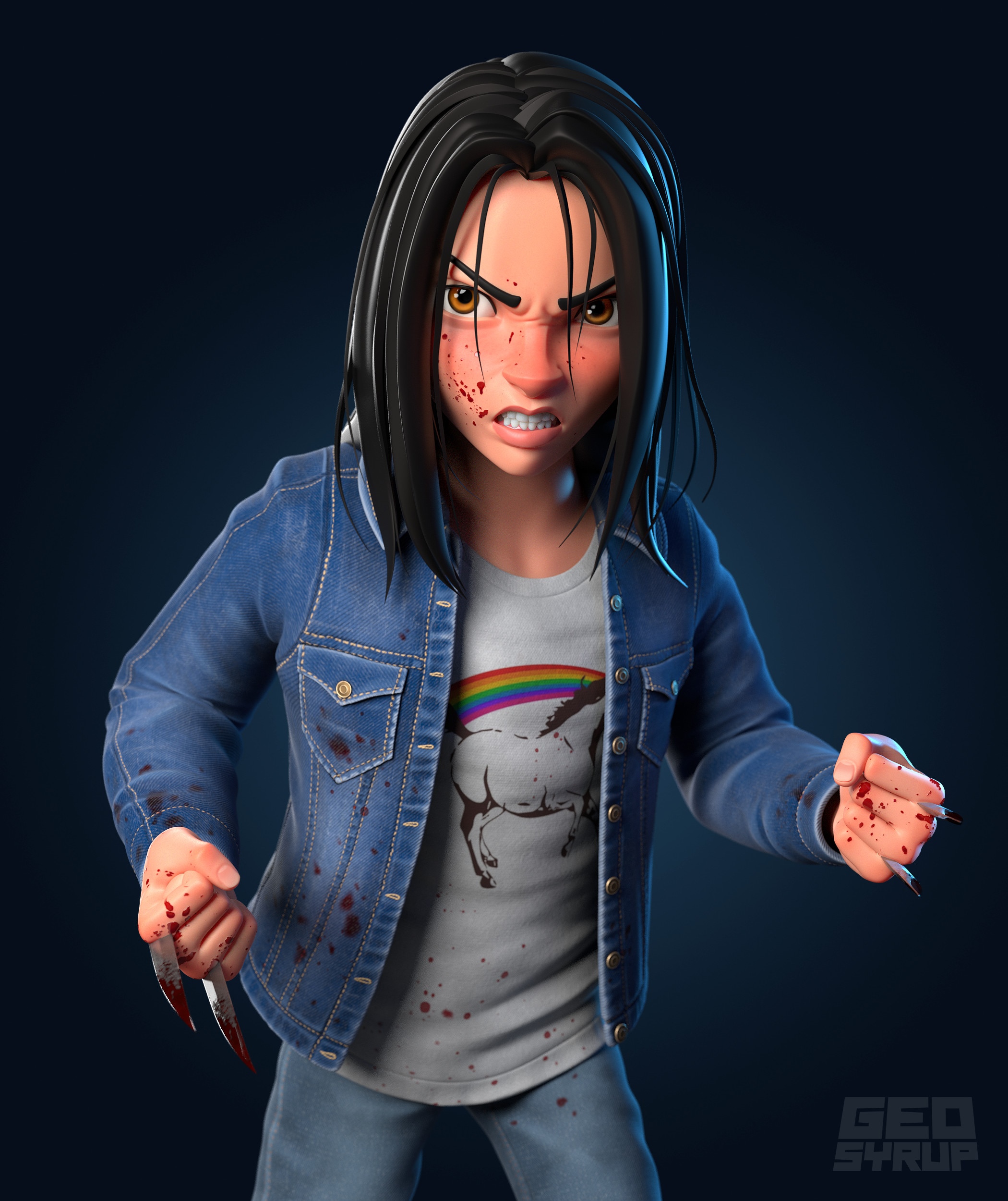 X-23 with Claws and Blood HD Phone Wallpaper
