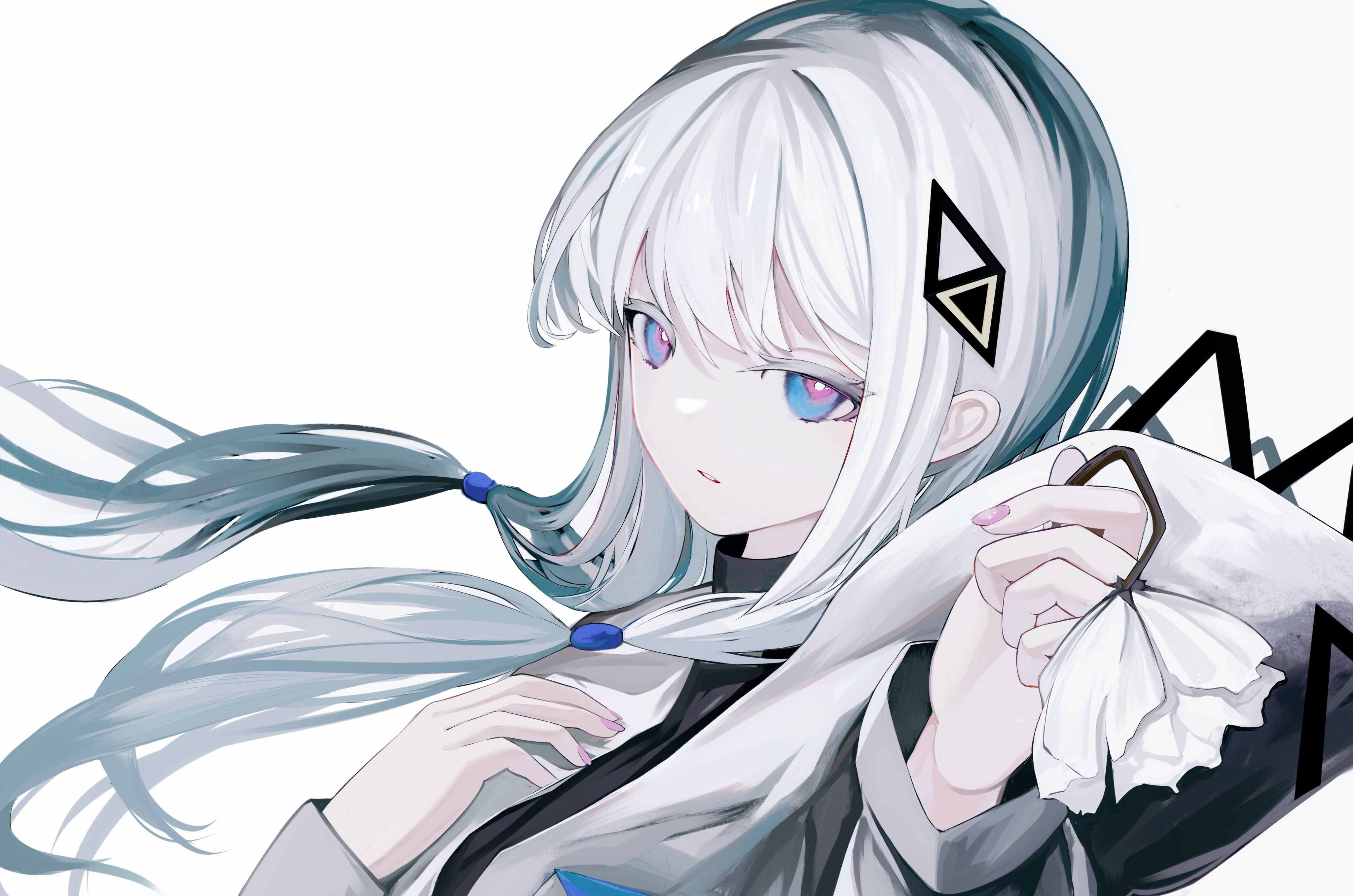 Anime girl with blue eyes and white hair HD Wallpaper