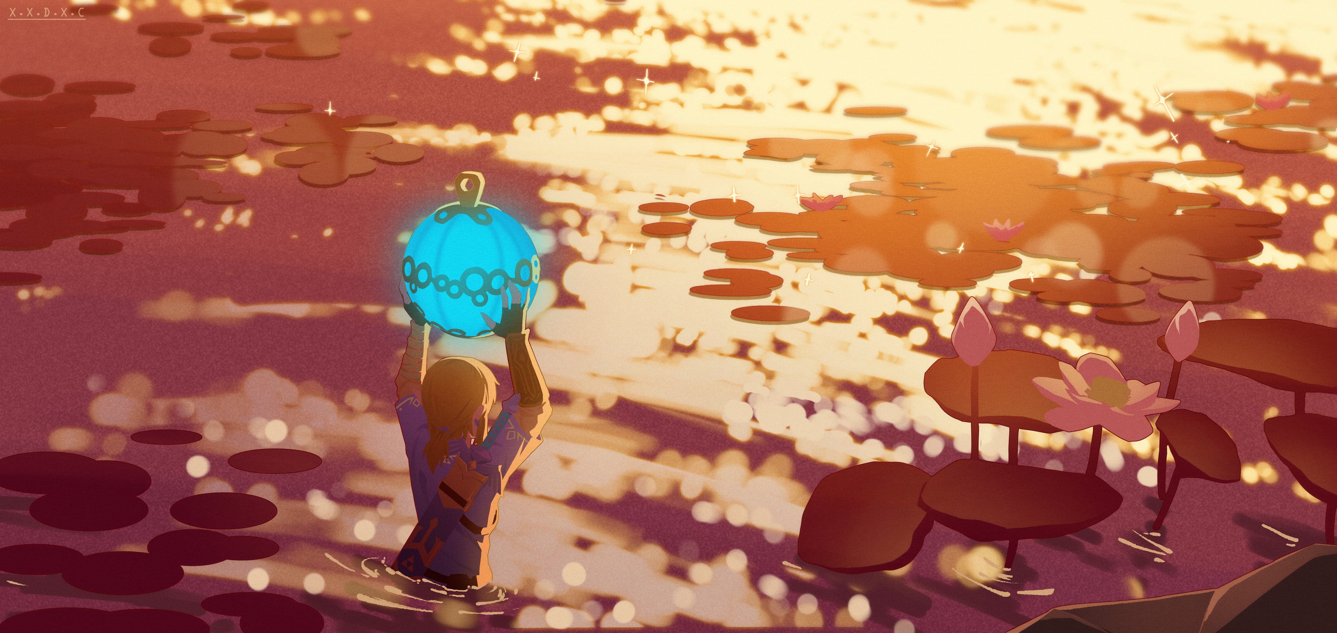 Link holding a glowing orb in The Legend of Zelda: Breath of the Wild HD Wallpaper