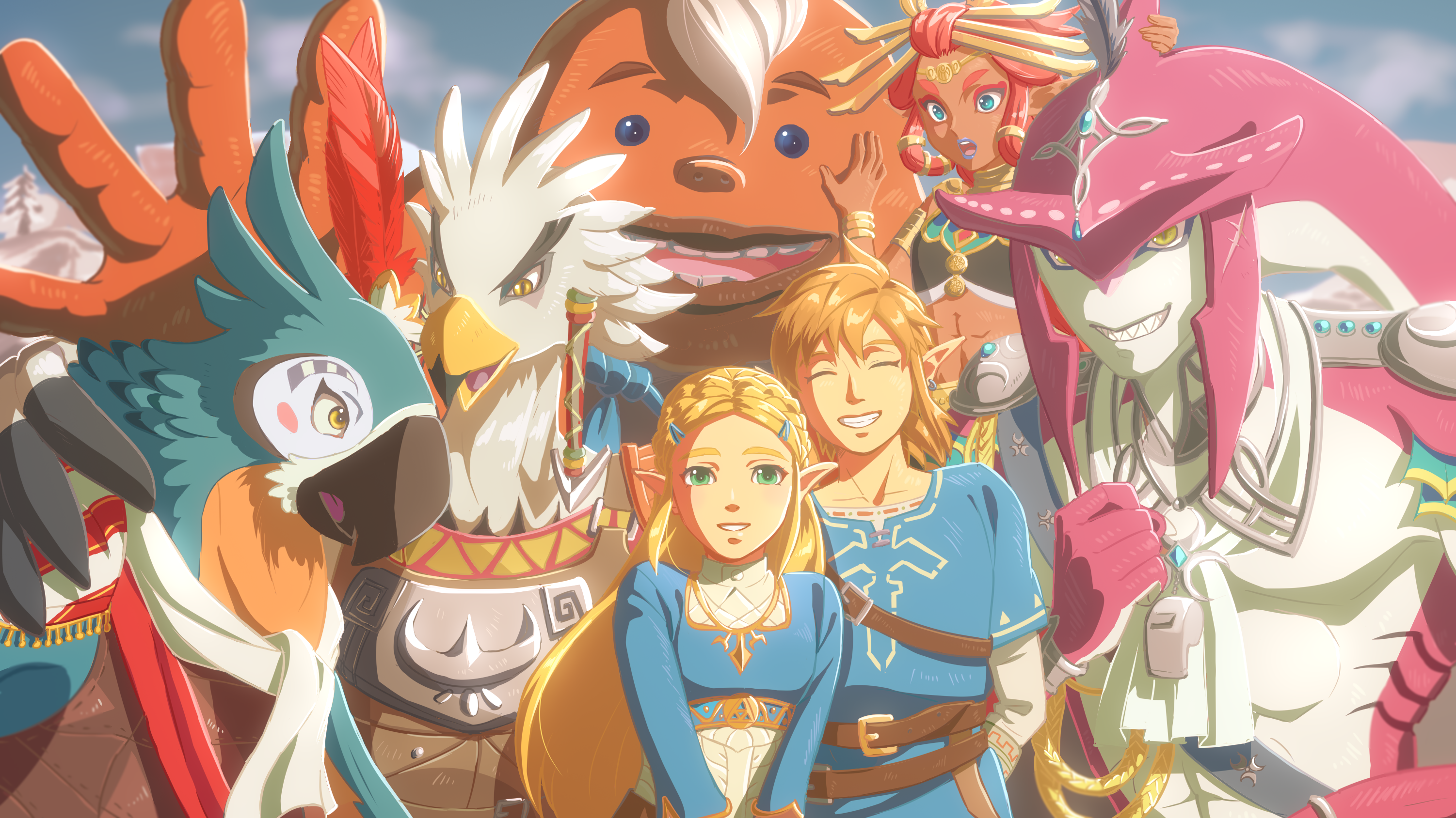 The Legend of Zelda: Breath of the Wild characters group photo HD Wallpaper