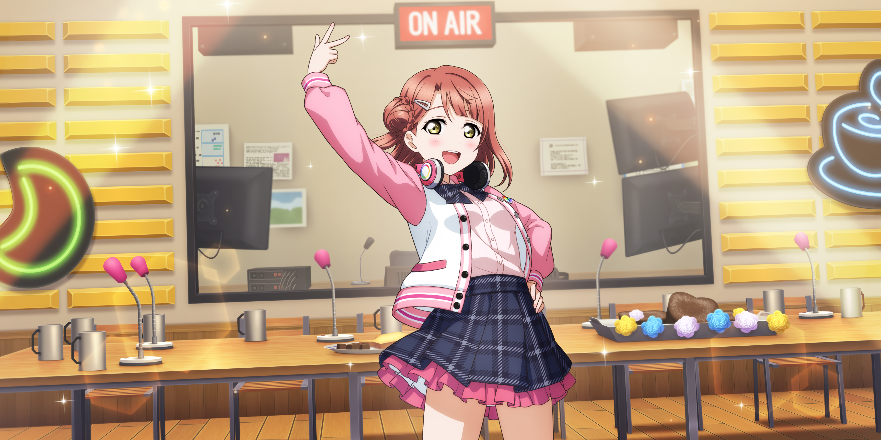 Uehara Ayumu in a Radio Studio HD Wallpaper