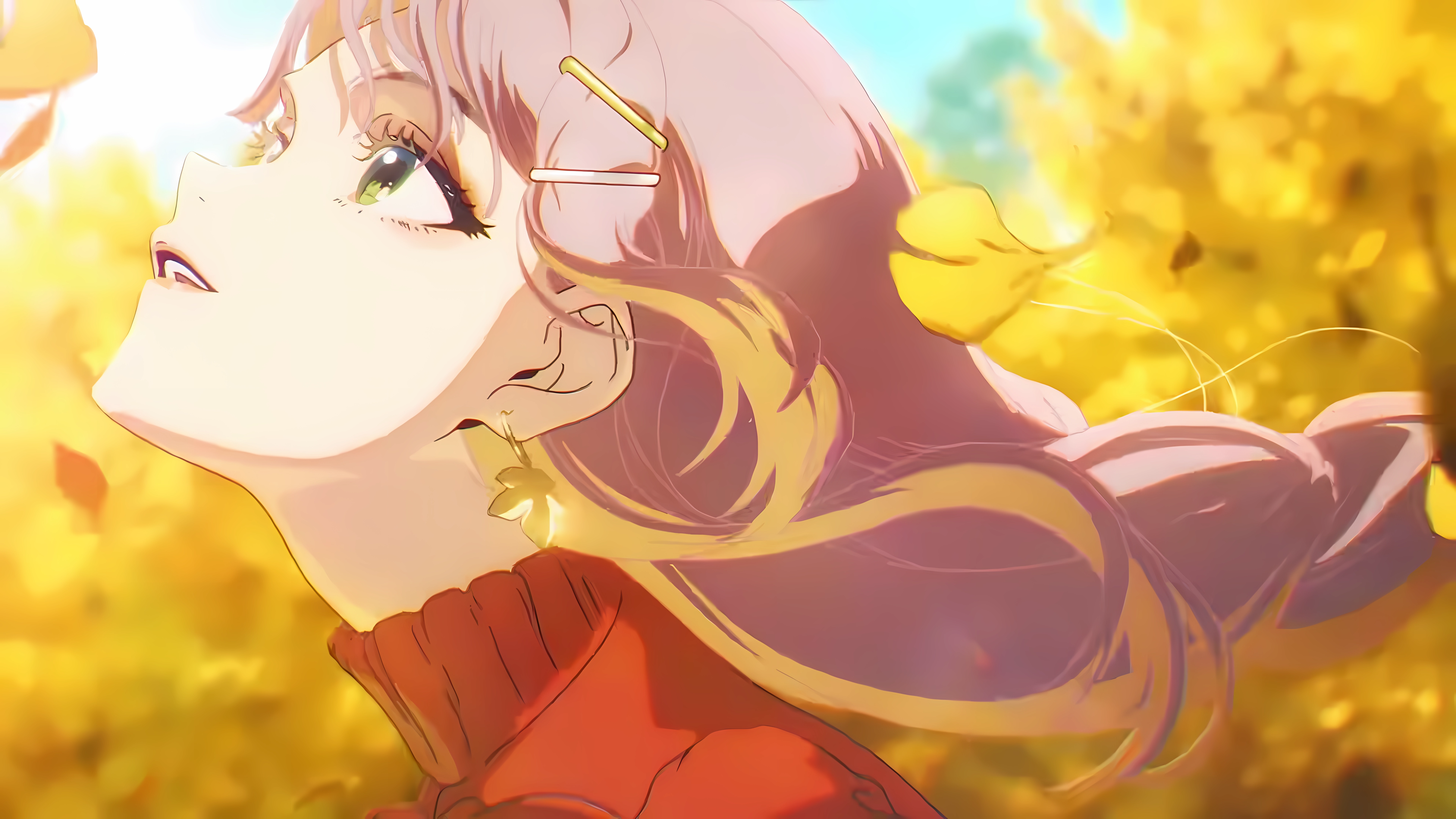 4K Anime screenshot of a girl looking up HD Wallpaper