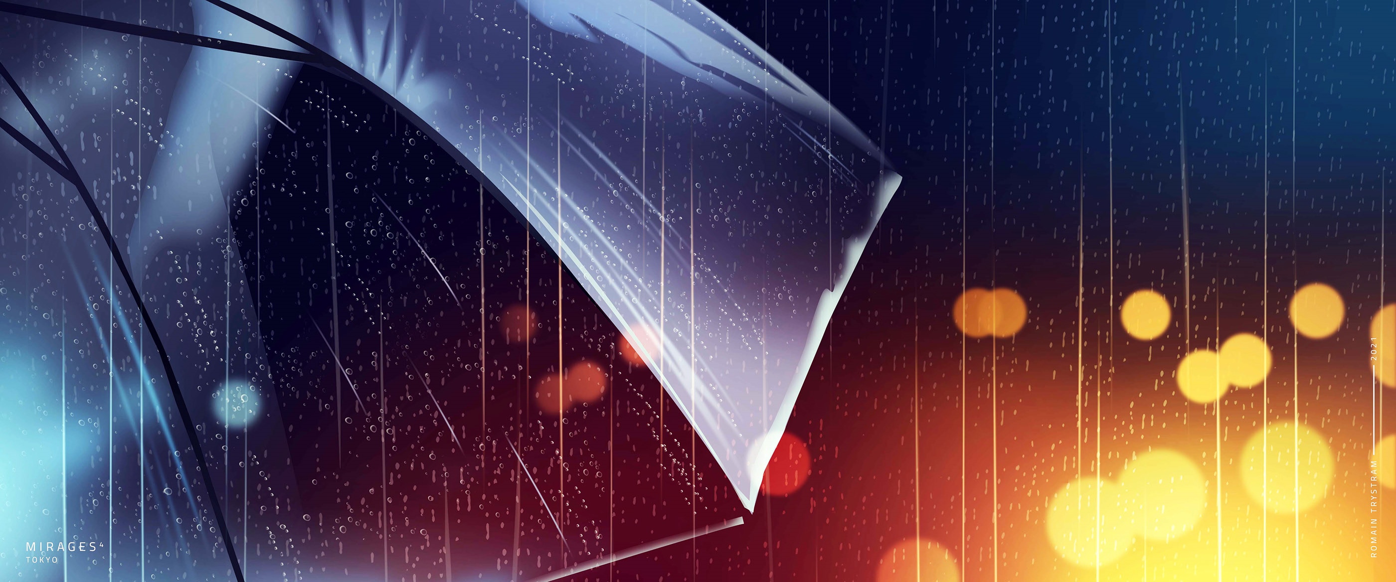 Romain Trystram's Tokyo umbrella in the rain HD Wallpaper