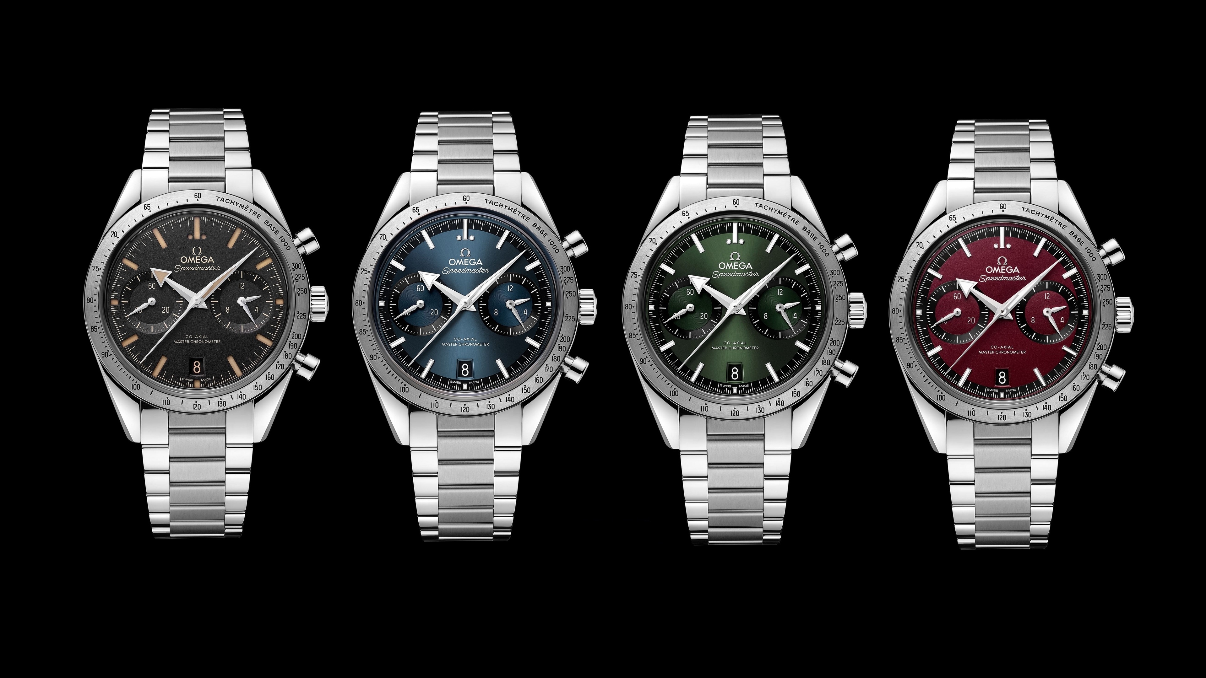 Four Omega Speedmaster Watches in Different Colors HD Wallpaper