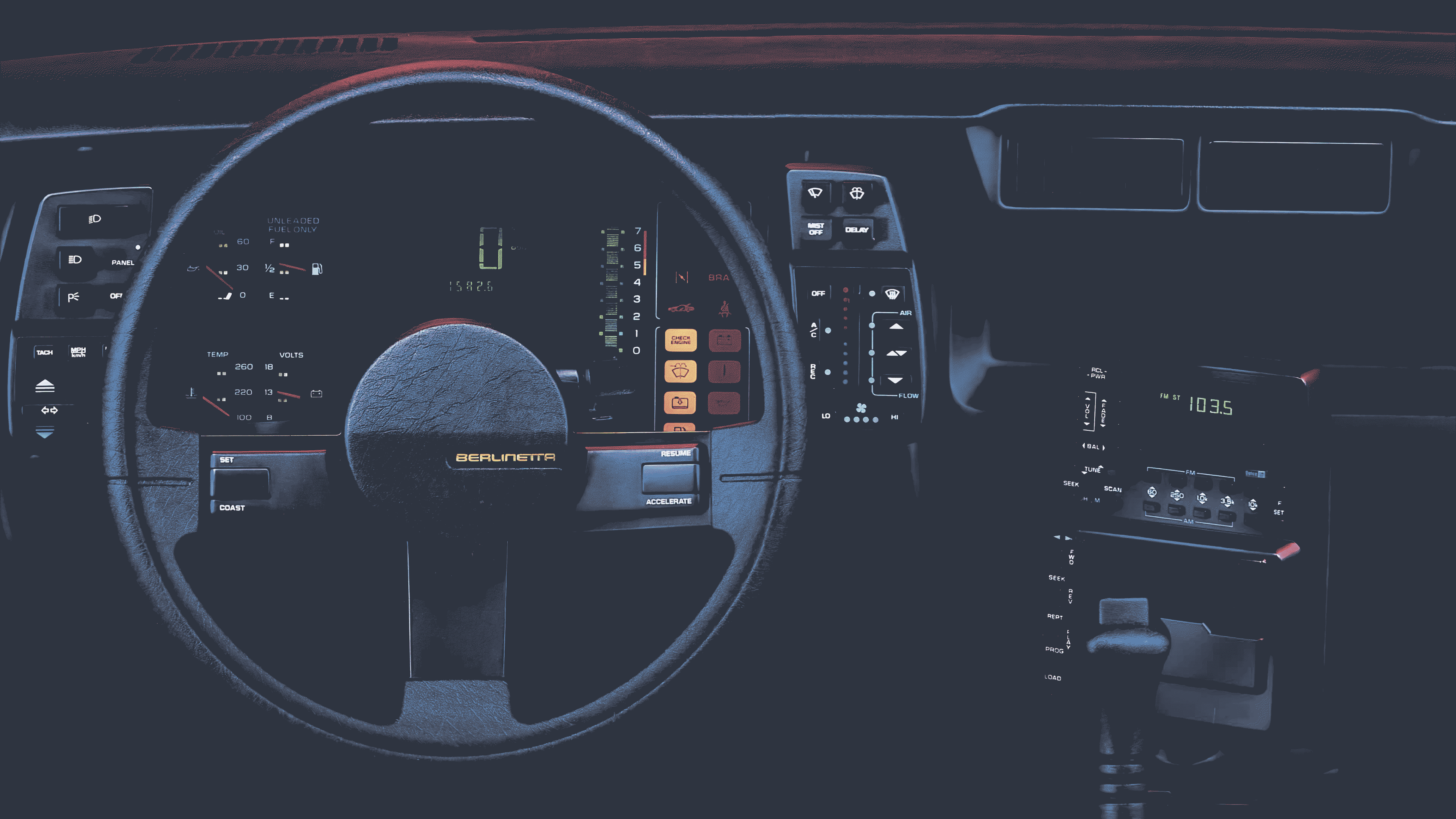 4K car interior with steering wheel and dashboard HD Wallpaper