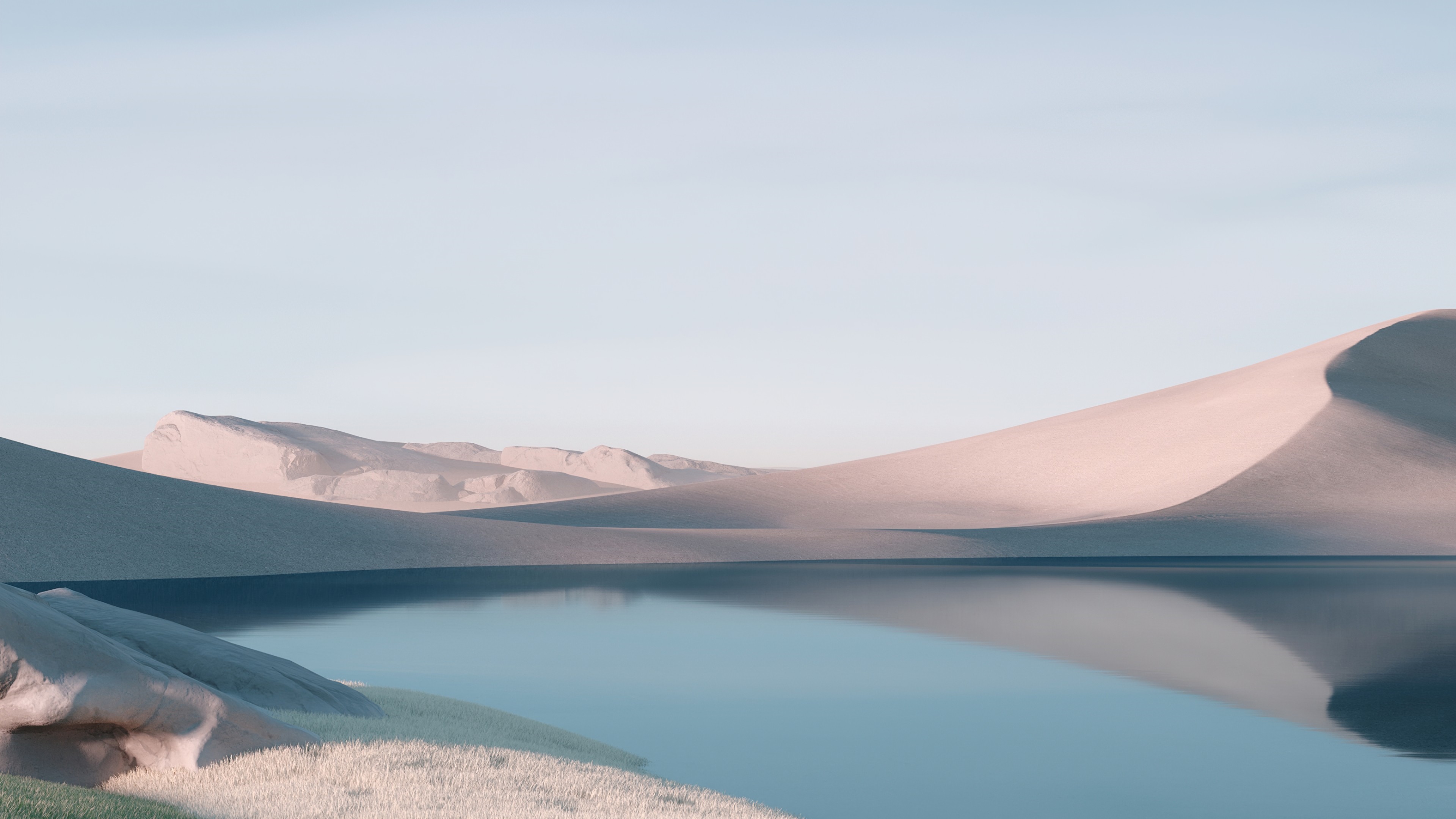 4K desert landscape with lake reflection HD Wallpaper
