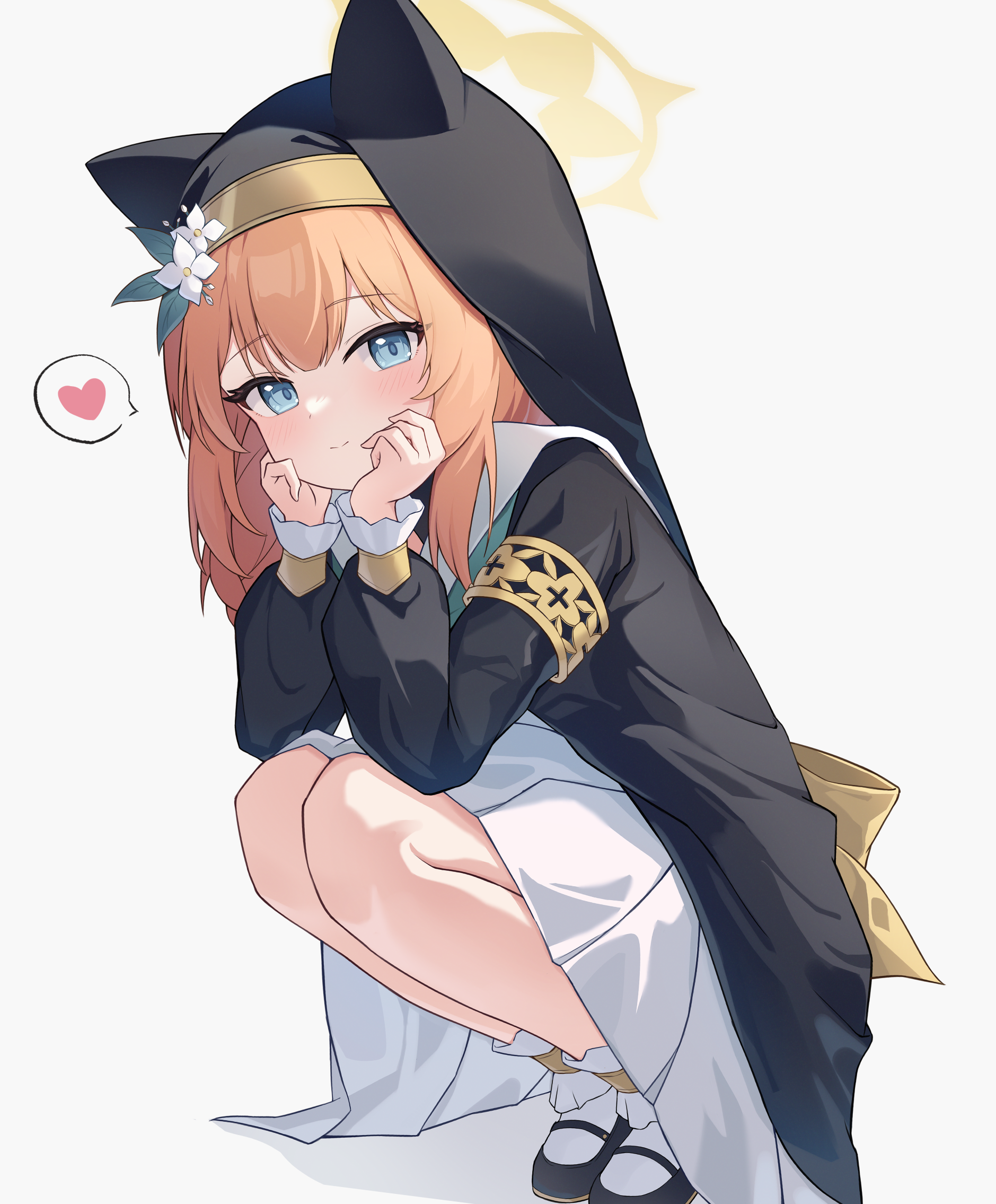 Mari from Blue Archive with a halo and cat ears HD Phone Wallpaper