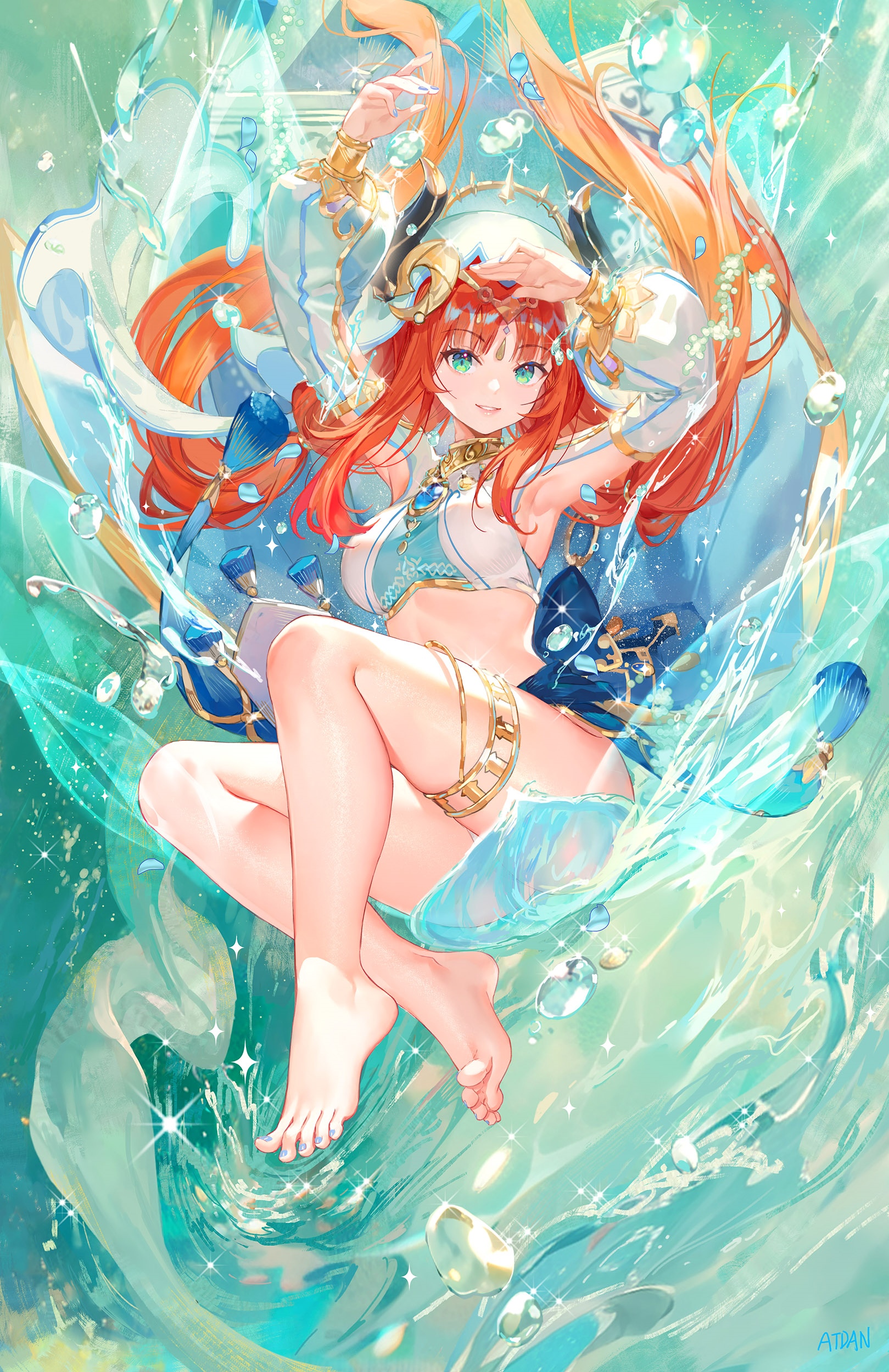 Nilou from Genshin Impact in water with stars HD Phone Wallpaper