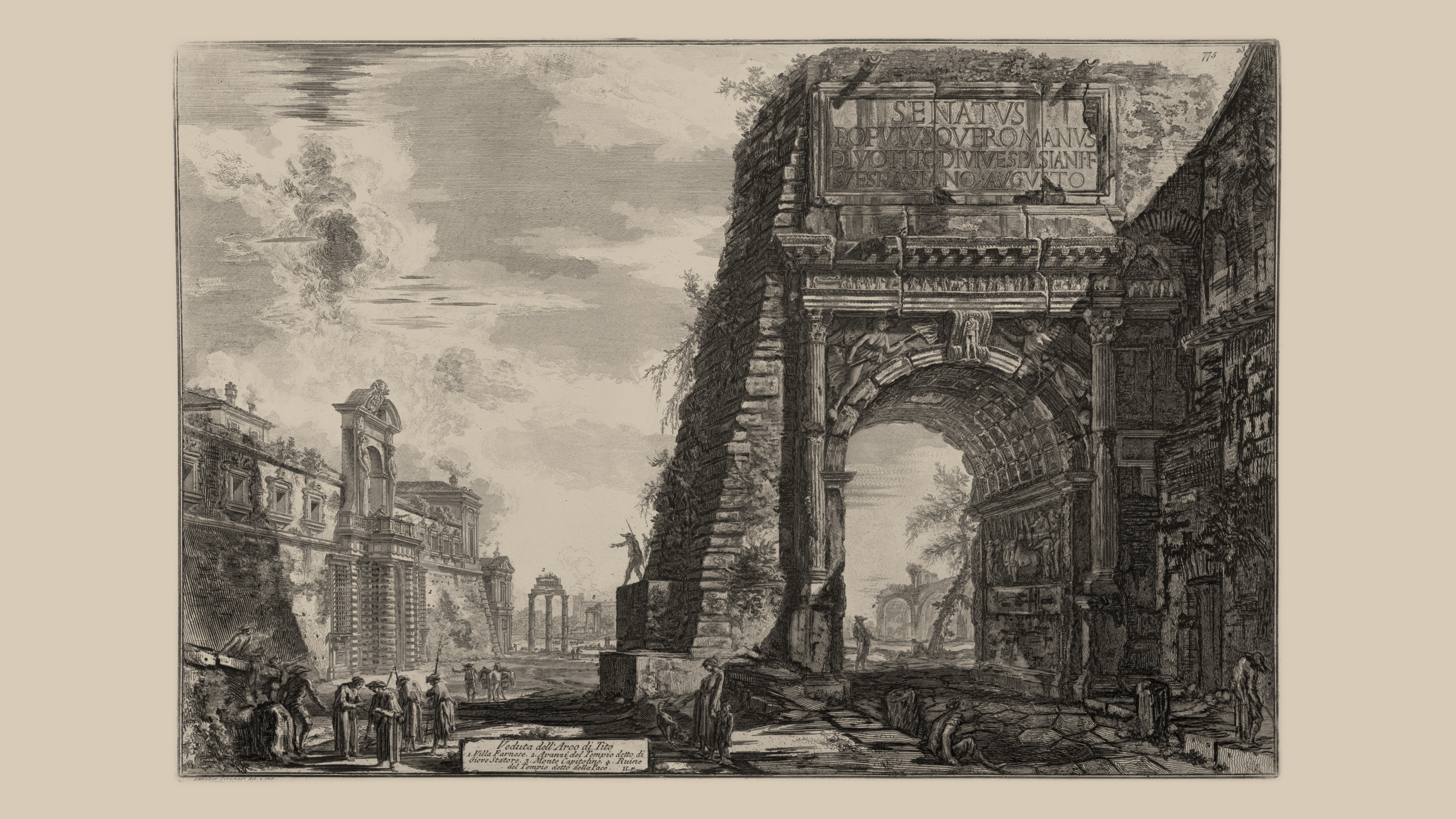 Giovanni Battista Piranesi's Roman Ruins Etching HD Wallpaper